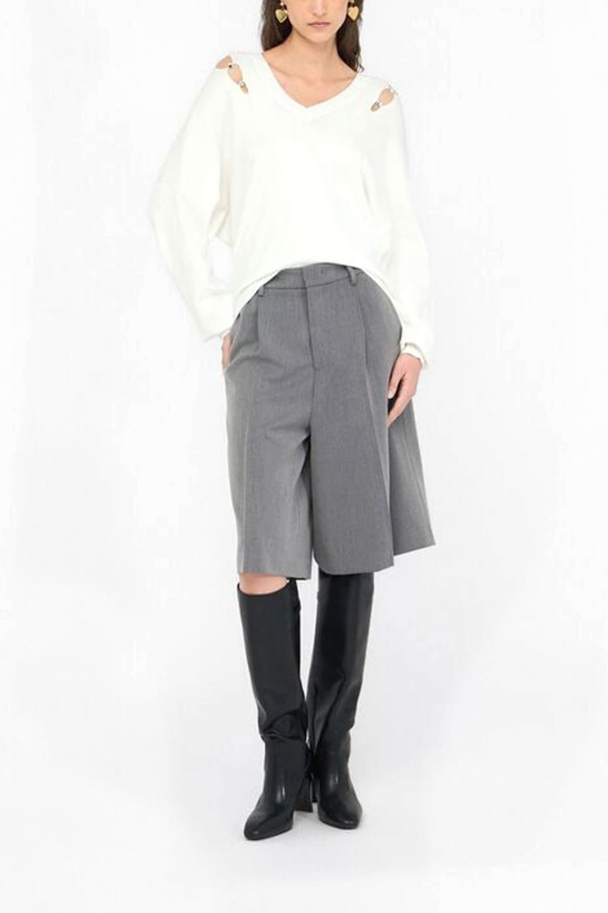 LIU-JO BETTER ΠΛΕΚΤΟ V-NECK ΑΝΟΙΓΜΑΤΑ ΜΕ ΛΕΠΤΟΜΕΡΕΙΑ ΚΡΥΣΤΑΛΛΑ ΛΕΥΚΟ