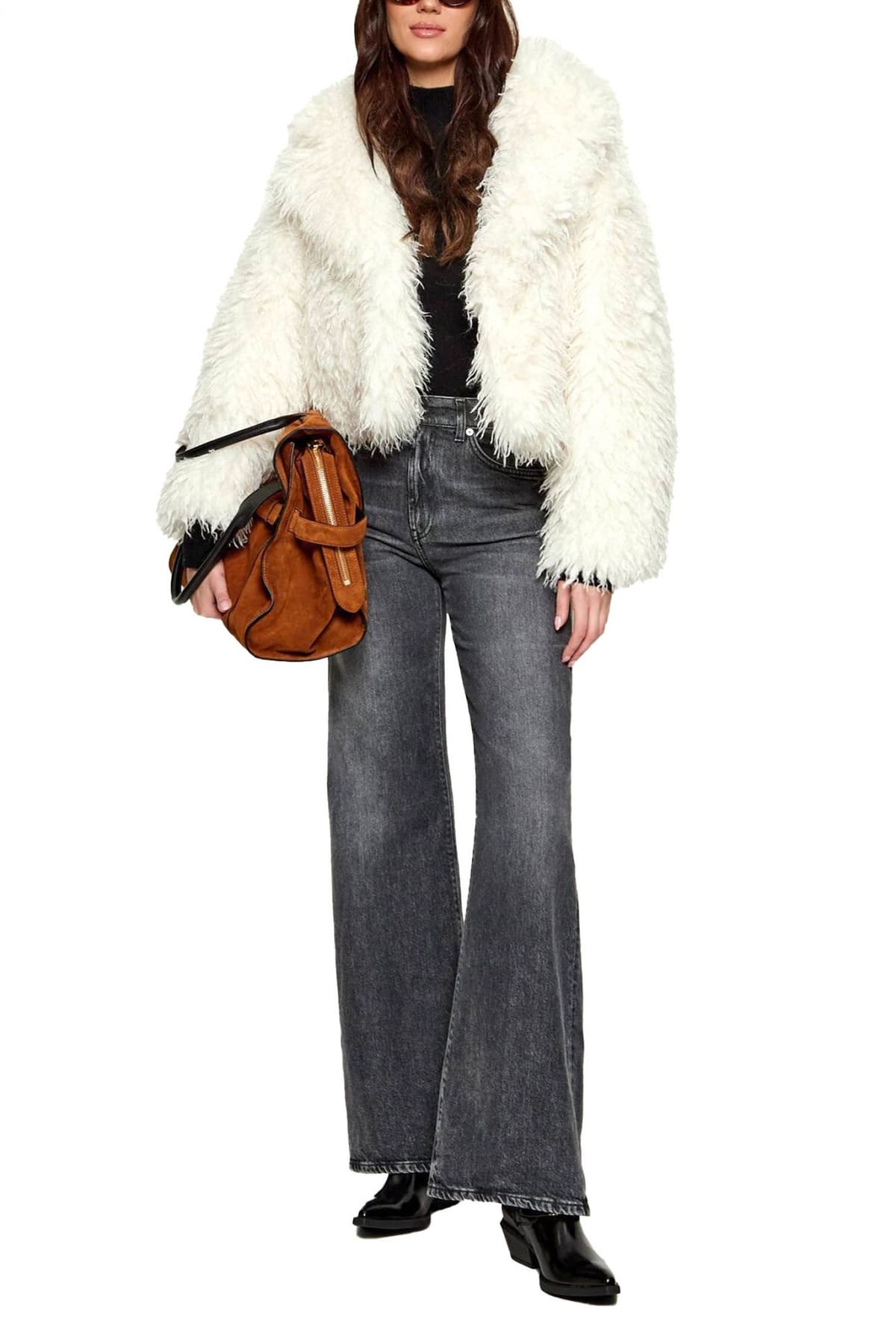 MICHAEL KORS ΓΟΥΝΑ FAUX FUR CROPPED ΤΣΕΠΕΣ ΕΚΡΟΥ
