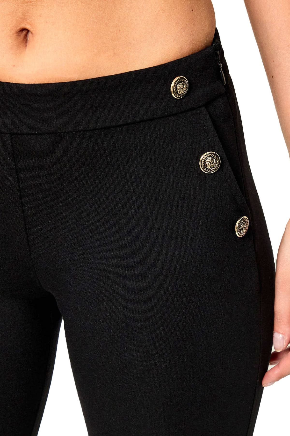 LIU-JO ΠΑΝΤΕΛΟΝΙ SKINNY ΦΕΡΜΟΥΑΡ ΠΛΑΙ ΛΕΠΤΟΜΕΡΕΙΕΣ ΚΟΥΜΠΙΑ ΜΑΥΡΟ