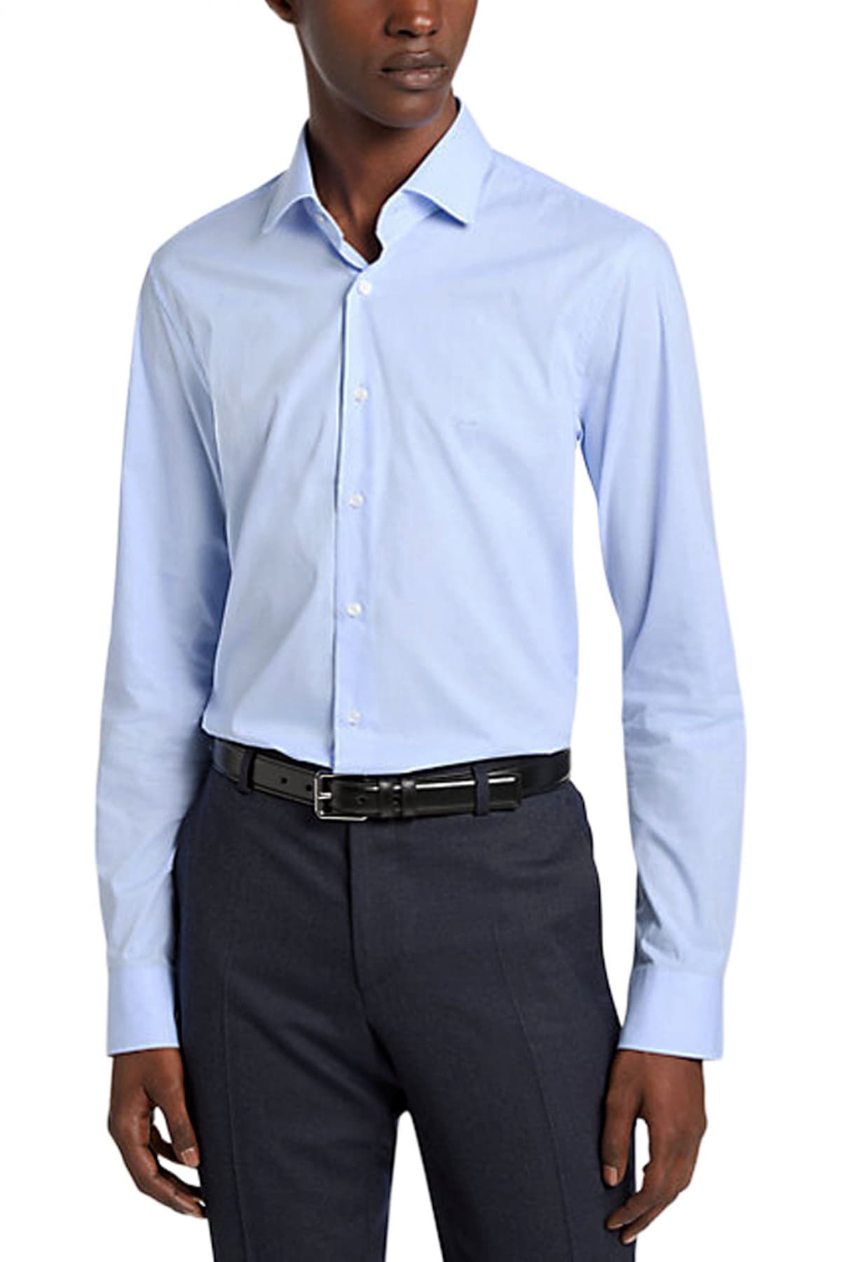 MICHAEL KORS ΠΟΥΚΑΜΙΣΟ SLIM FIT SMALL HOUNDSTOOTH EASY STRETCH ΣΙΕΛ