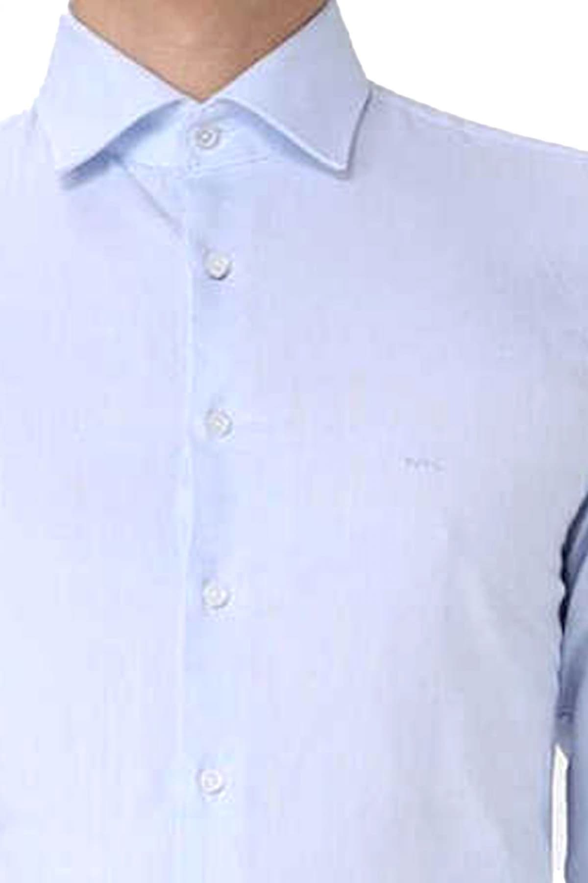 MICHAEL KORS ΠΟΥΚΑΜΙΣΟ ΜΙΚΡΟΣΧΕΔΙΟ SLIM FIT EASY CARE STRETCH ΣΙΕΛ