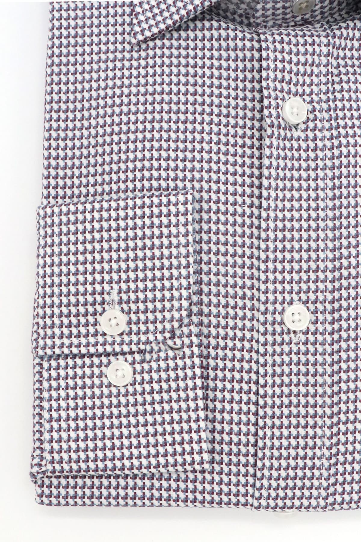 MICHAEL KORS ΠΟΥΚΑΜΙΣΟ ΜΙΚΡΟΣΧΕΔΙΟ MODERN FIT EASY CARE STRETCH ΜΠΟΡΝΤΩ-ΛΕΥΚΟ