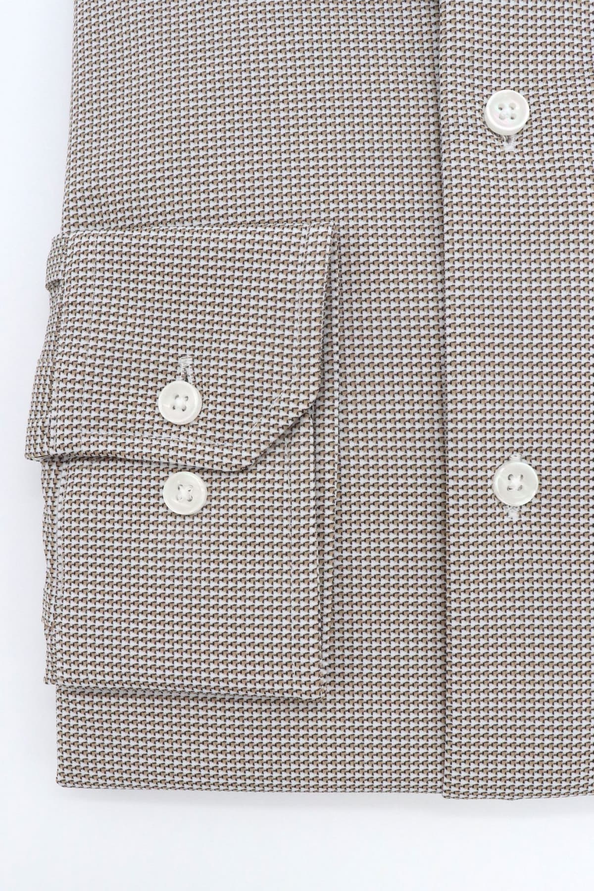 MICHAEL KORS ΠΟΥΚΑΜΙΣΟ ΜΙΚΡΟΣΧΕΔΙΟ SLIM FIT PERFORMANCE KNIT ΚΑΦΕ-ΛΕΥΚΟ