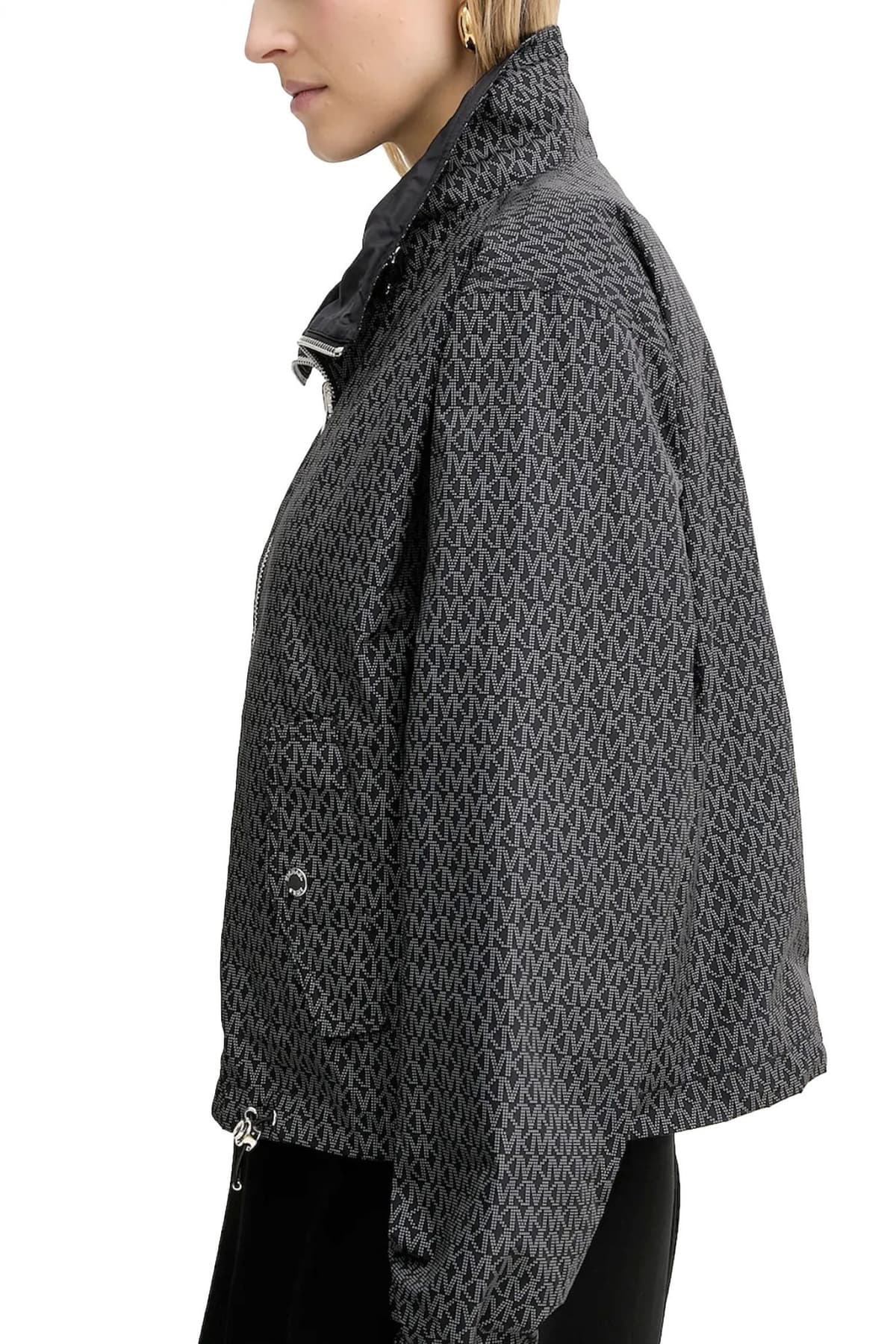 MICHAEL KORS ΜΠΟΥΦΑΝ ΔΙΠΛΗΣ ΟΨΗΣ ANORAK ALL OVER LOGO ΛΑΣΤΙΧΟ ΚΑΤΩ ΜΑΥΡΟ