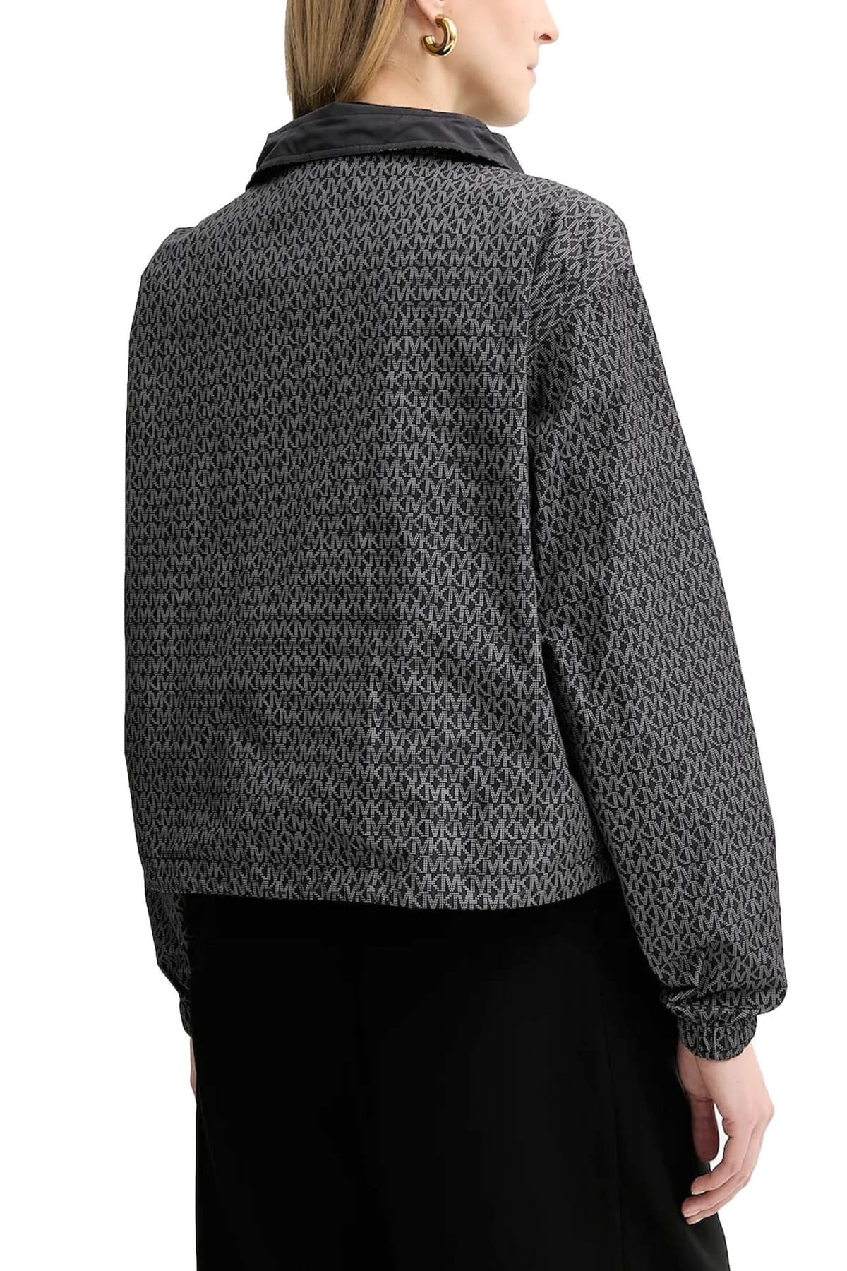 MICHAEL KORS ΜΠΟΥΦΑΝ ΔΙΠΛΗΣ ΟΨΗΣ ANORAK ALL OVER LOGO ΛΑΣΤΙΧΟ ΚΑΤΩ ΜΑΥΡΟ