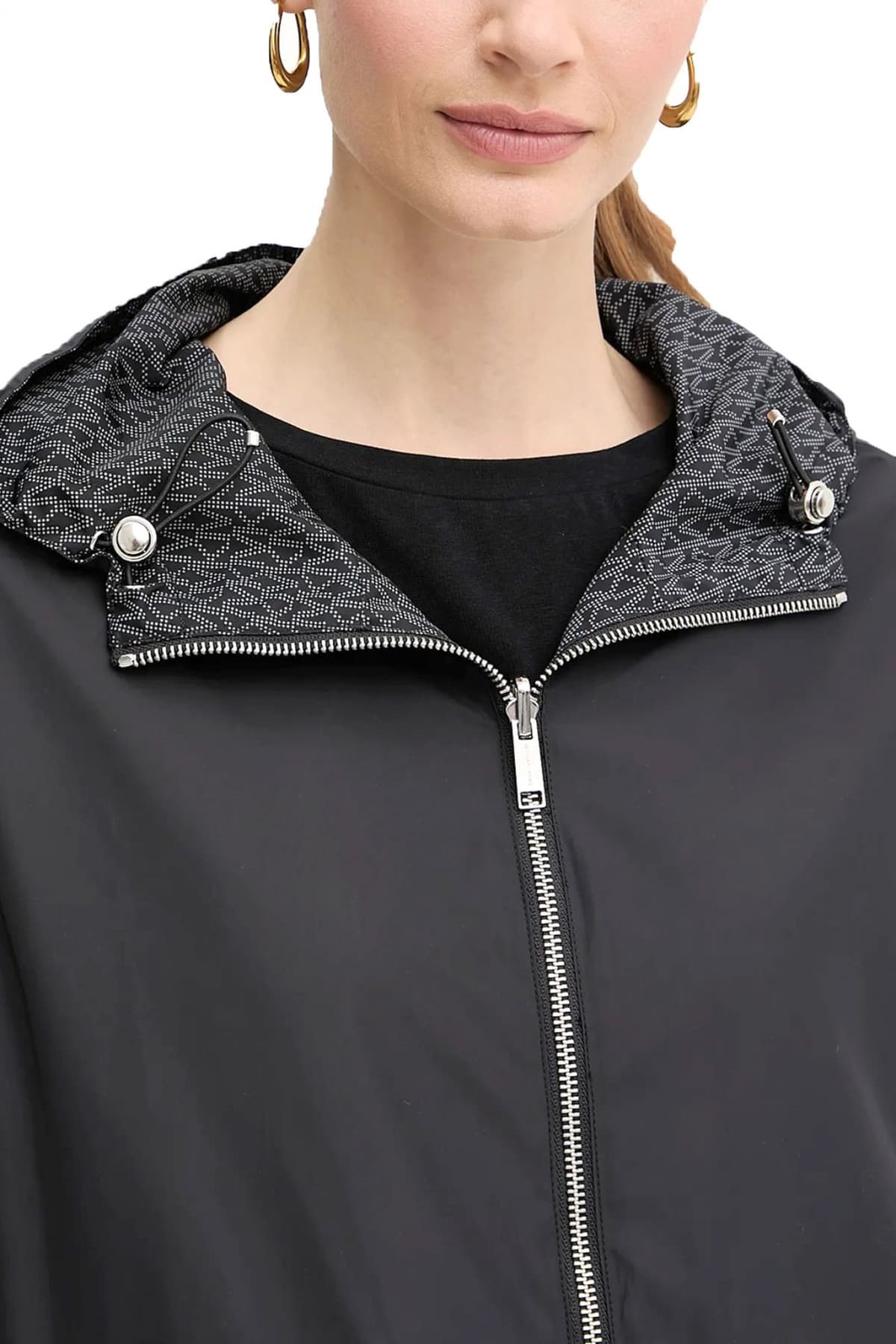 MICHEL KORS ΜΠΟΥΦΑΝ ΑΔΙΑΒΡΟΧΟ ΔΙΠΛΗΣ ΟΨΗΣ ALL OVER LOGO ΚΟΥΚΟΥΛΑ ΛΑΣΤΙΧΟ ΚΑΤΩ ΜΑΥΡΟ