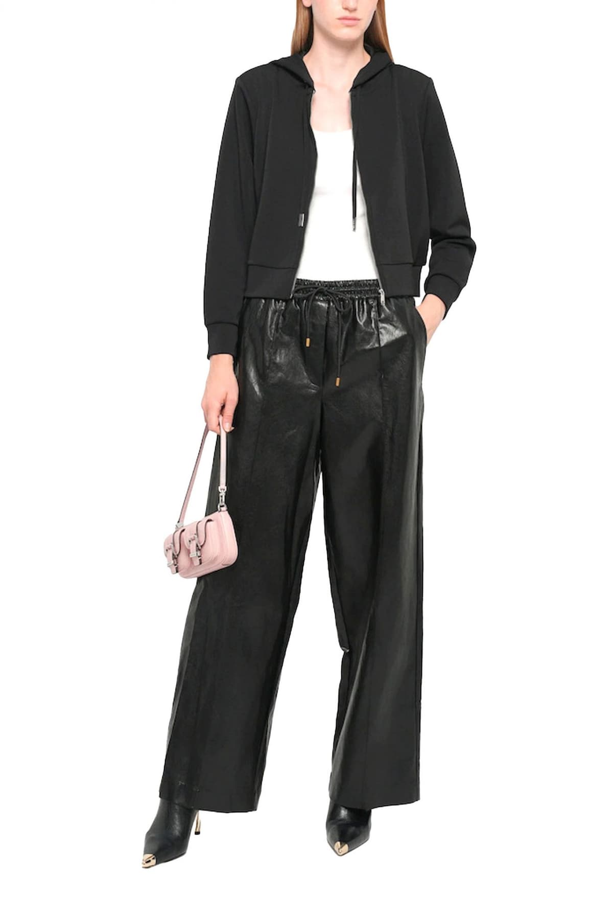 MICHAEL KORS ΠΑΝΤΕΛΟΝΙ FAUX LEATHER ΛΑΣΤΙΧΟ ΜΕΣΗ ΤΣΕΠΕΣ ΜΑΥΡΟ