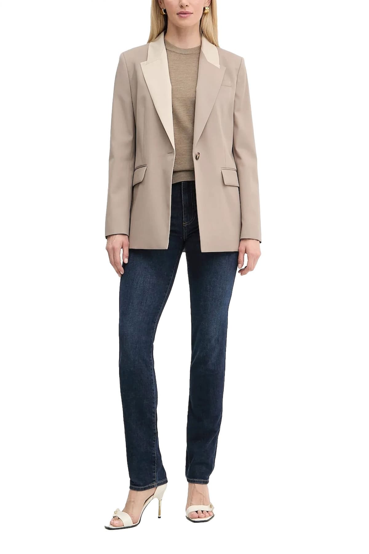 MICHAEL KORS ΠΛΕΚΤΟ CREW NECK ΛΕΠΤΟΜΕΡΕΙΑ ΚΟΥΜΠΙ ΜΑΝΙΚΙ ΧΑΚΙ