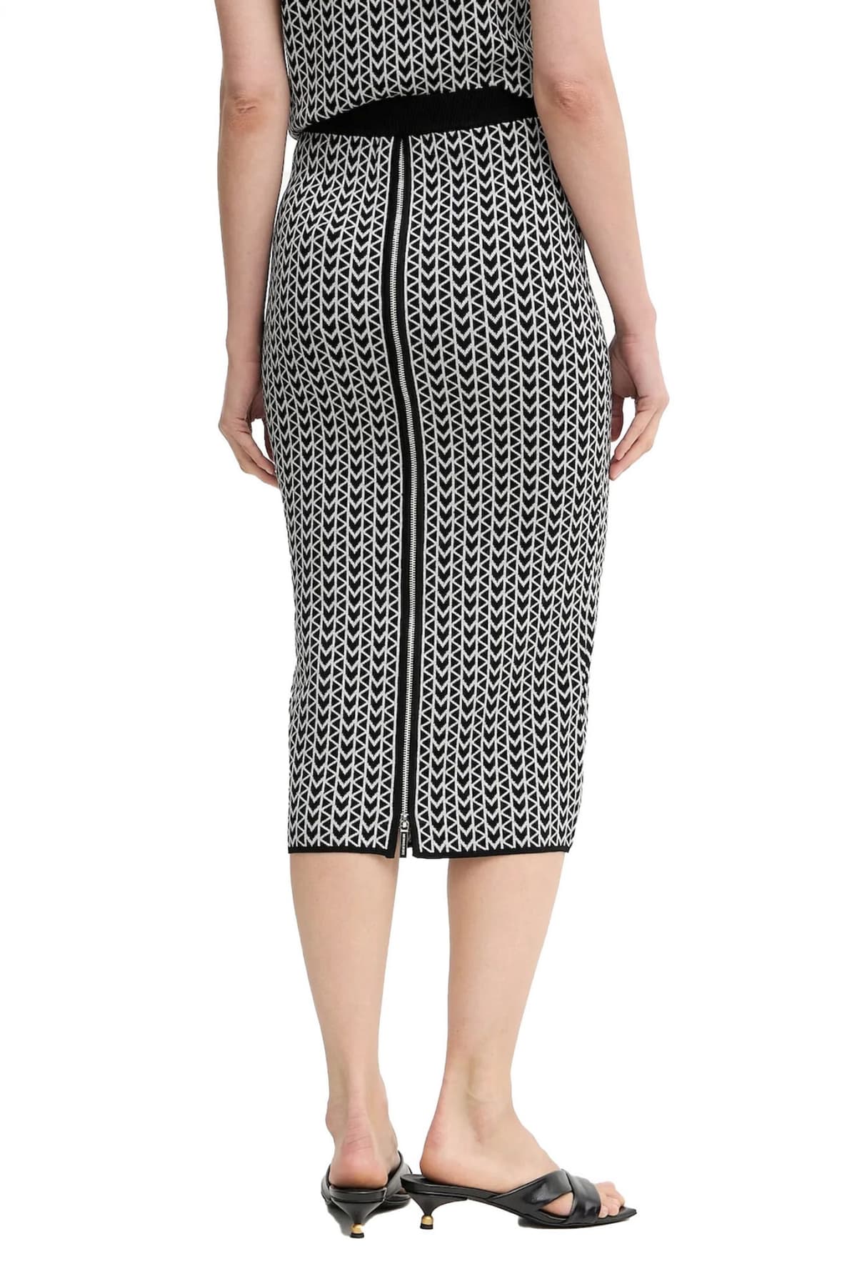 MICHAEL KORS ΦΟΥΣΤΑ MIDI ΠΛΕΚΤΟ ALL OVER PRINT ΦΕΡΜΟΥΑΡ ΠΙΣΩ ΜΑΥΡΟ-ΛΕΥΚΟ