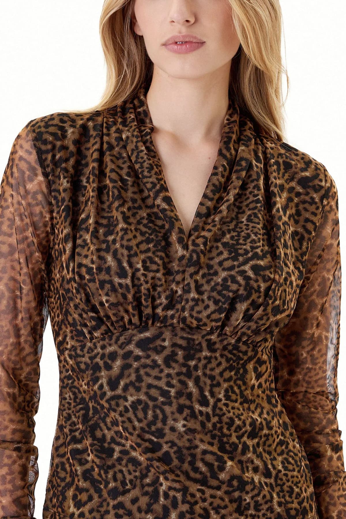 DKNY ΜΠΛΟΥΖΑ V-NECK ΛΕΟΠΑΡ