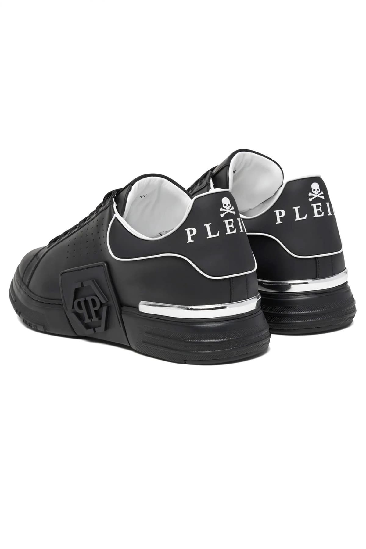 PHILIPP PLEIN ΠΑΠΟΥΤΣΙΑ SNEAKERS LOW TOP HEXAGON LOGO ΜΑΥΡΟ
