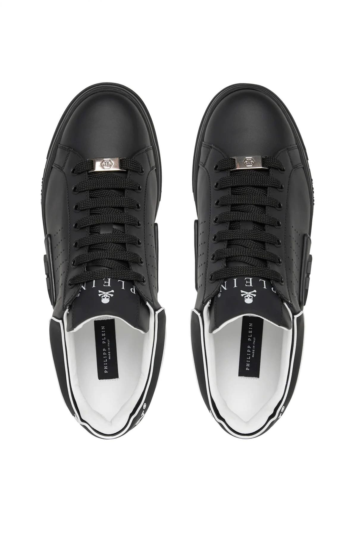 PHILIPP PLEIN ΠΑΠΟΥΤΣΙΑ SNEAKERS LOW TOP HEXAGON LOGO ΜΑΥΡΟ