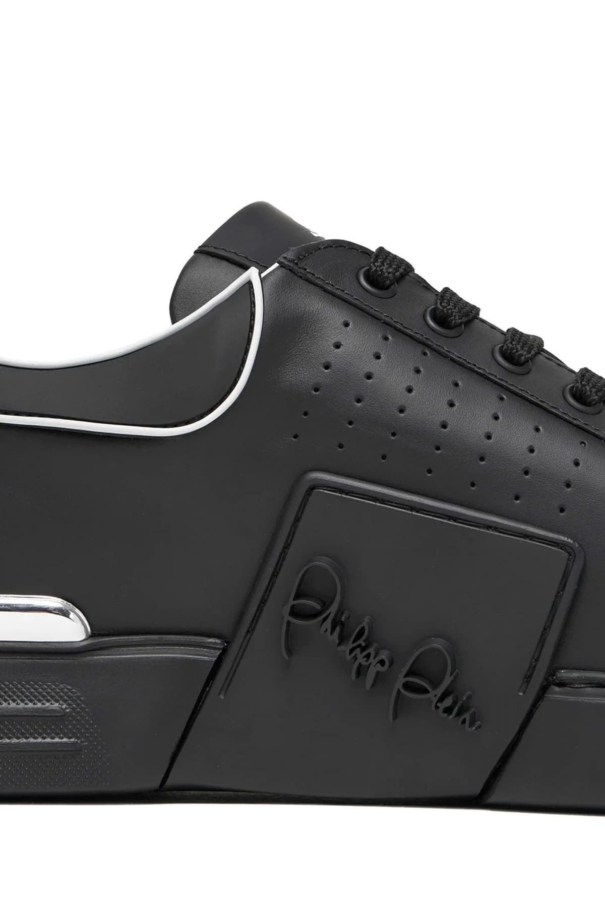 PHILIPP PLEIN ΠΑΠΟΥΤΣΙΑ SNEAKERS LOW TOP HEXAGON LOGO ΜΑΥΡΟ