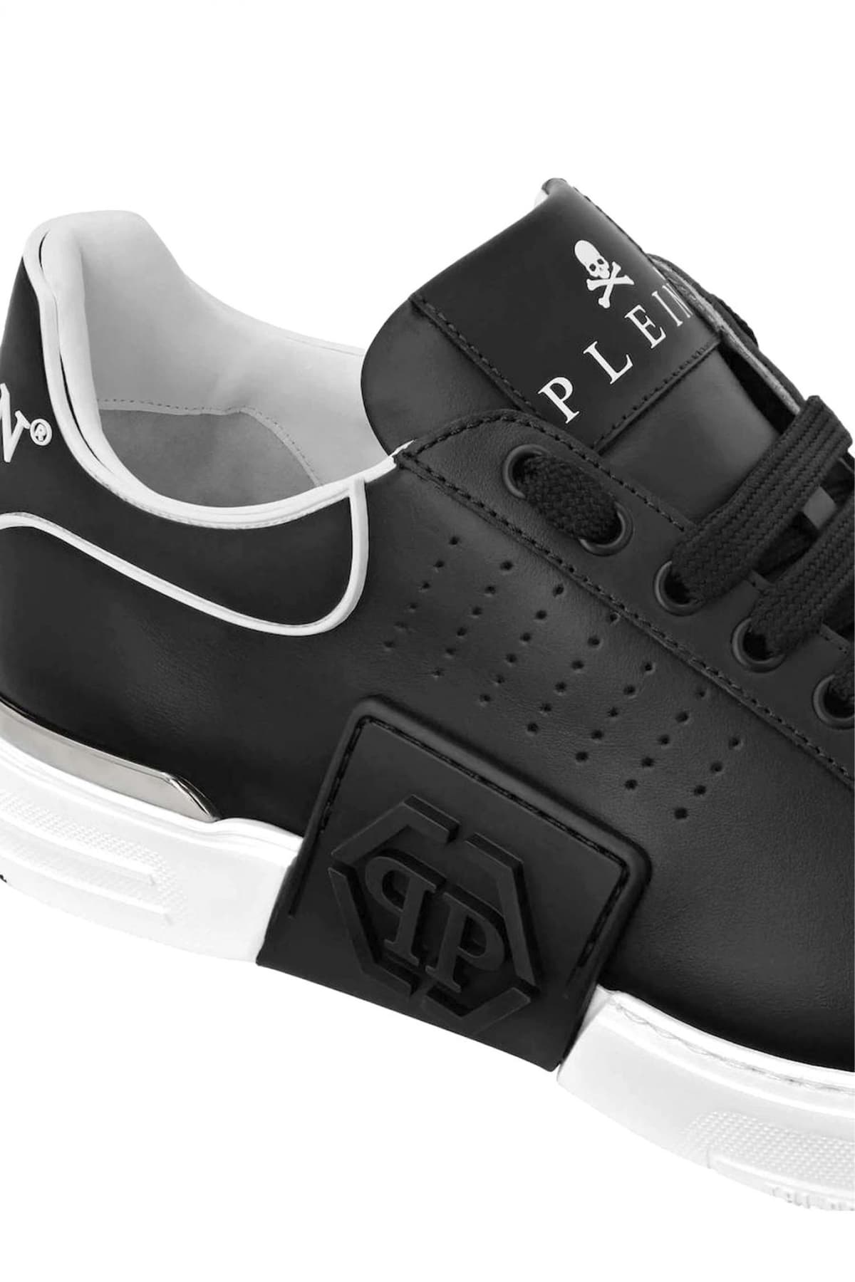 PHILIPP PLEIN ΠΑΠΟΥΤΣΙΑ SNEAKERS LOW TOP HEXAGON LOGO ΜΑΥΡΟ