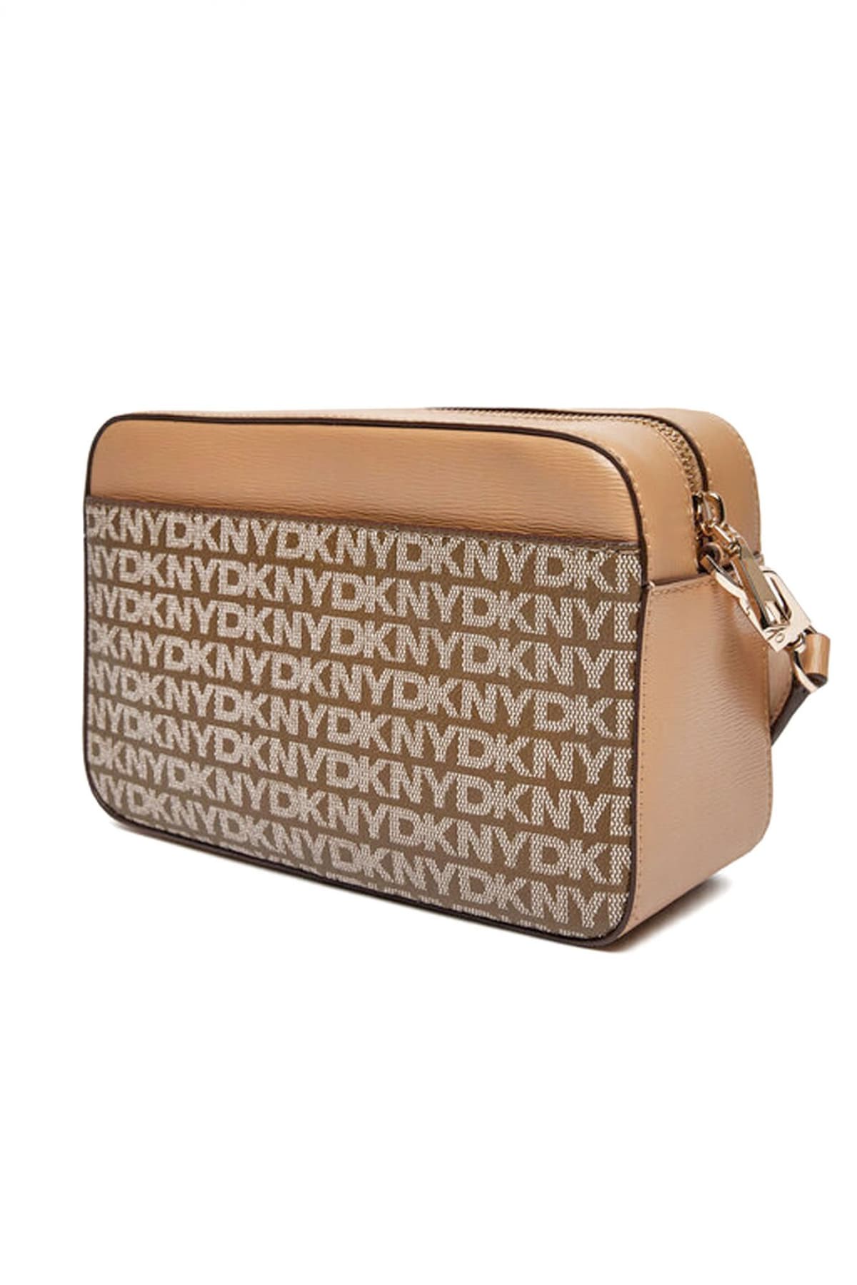 DKNY ΤΣΑΝΤΑ CROSSBODY BRYANT AVE CAMERA BAG ALL OVER LOGO ΜΠΕΖ-ΚΑΦΕ