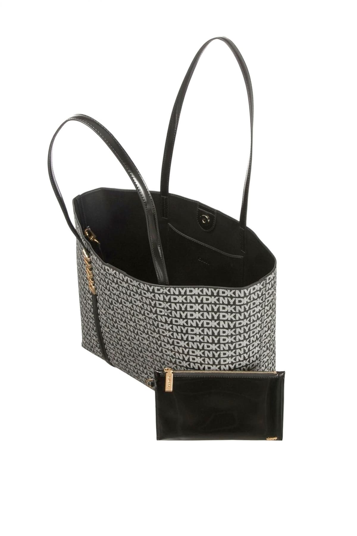 DKNY ΤΣΑΝΤΑ ΩΜΟΥ AVRIL TOTE ALL OVER LOGO ΜΑΥΡΟ