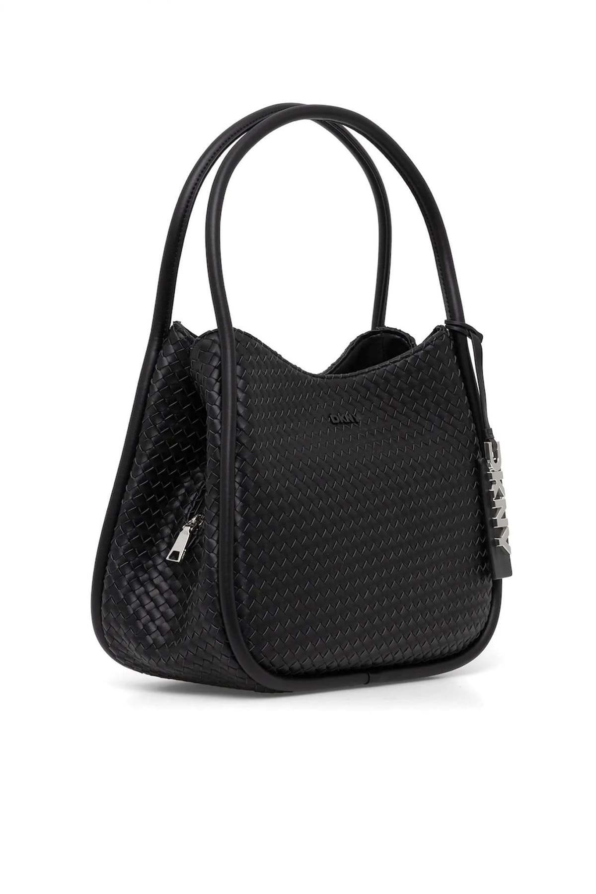 DKNY ΤΣΑΝΤΑ ΩΜΟΥ CAPRI HOBOS ΠΛΕΞΗ LOGO ΜΑΥΡΟ