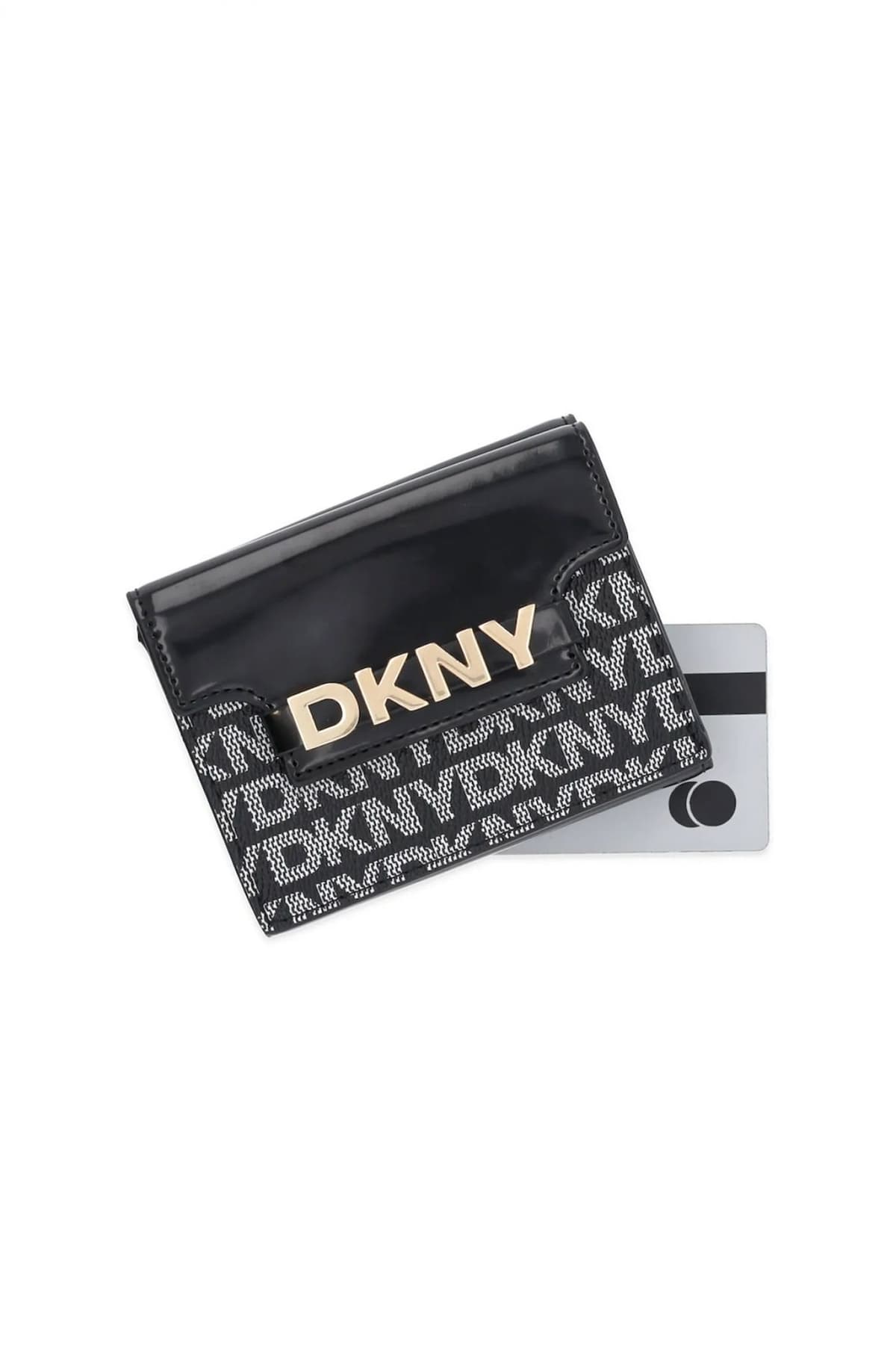 DKNY ΠΟΡΤΟΦΟΛΙ AVRIL ALL OVER LOGO ΜΑΥΡΟ