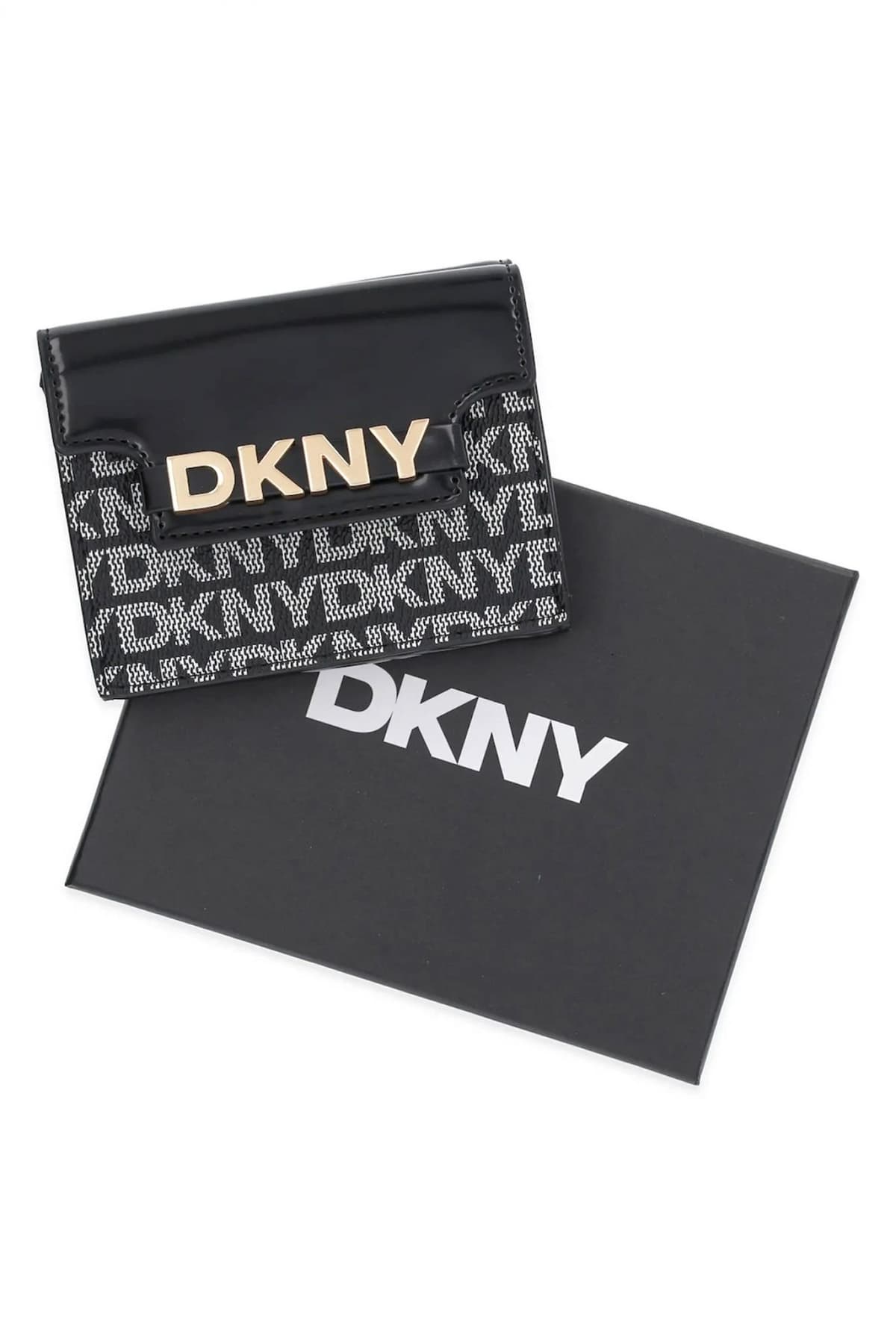 DKNY ΠΟΡΤΟΦΟΛΙ AVRIL ALL OVER LOGO ΜΑΥΡΟ