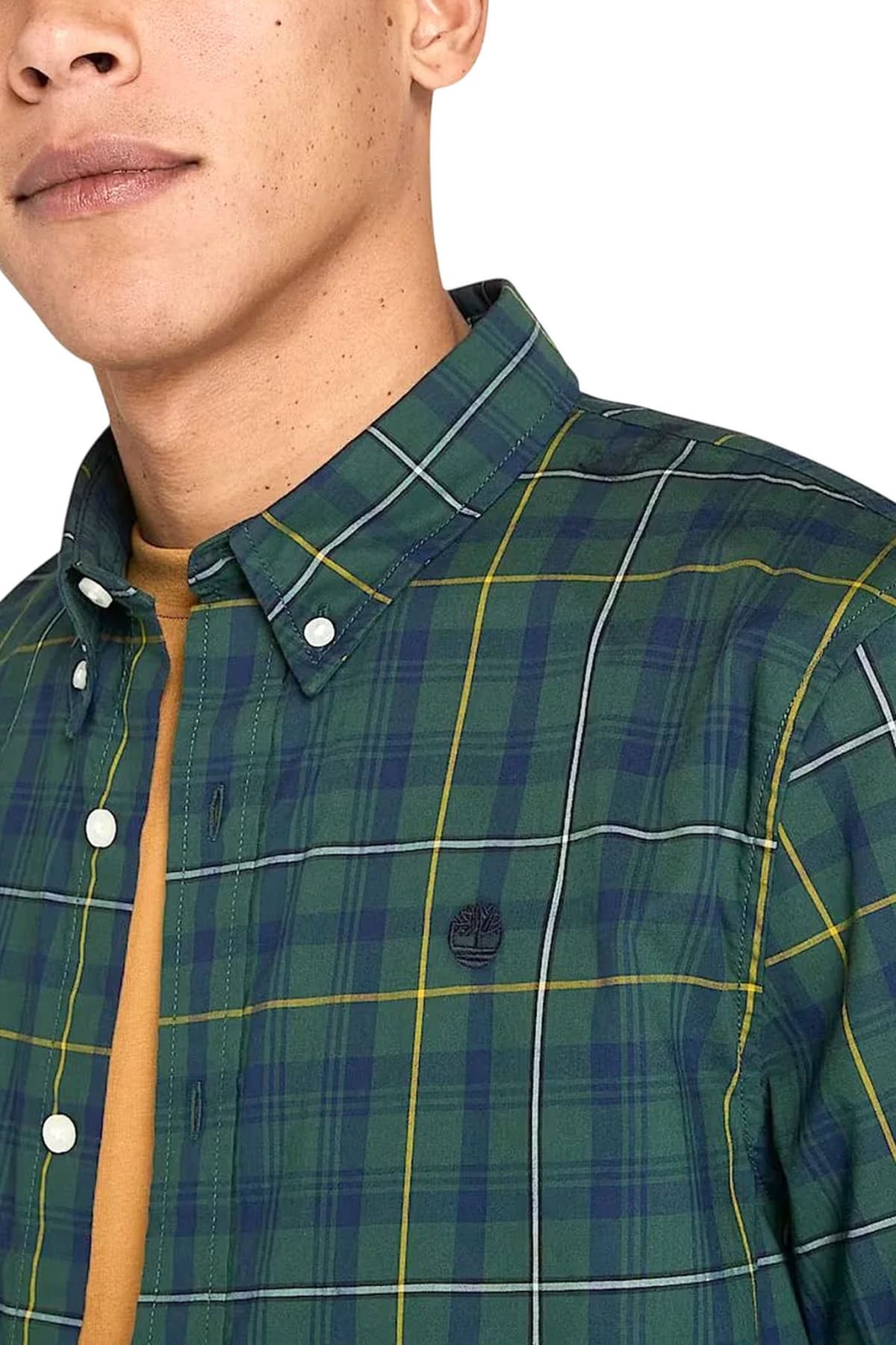 TIMBERLAND ΠΟΥΚΑΜΙΣΟ BUTTON DOWN ΚΑΡΩ SLIM FIT COMFORT STRETCH ΠΡΑΣΙΝΟ-ΜΠΛΕ