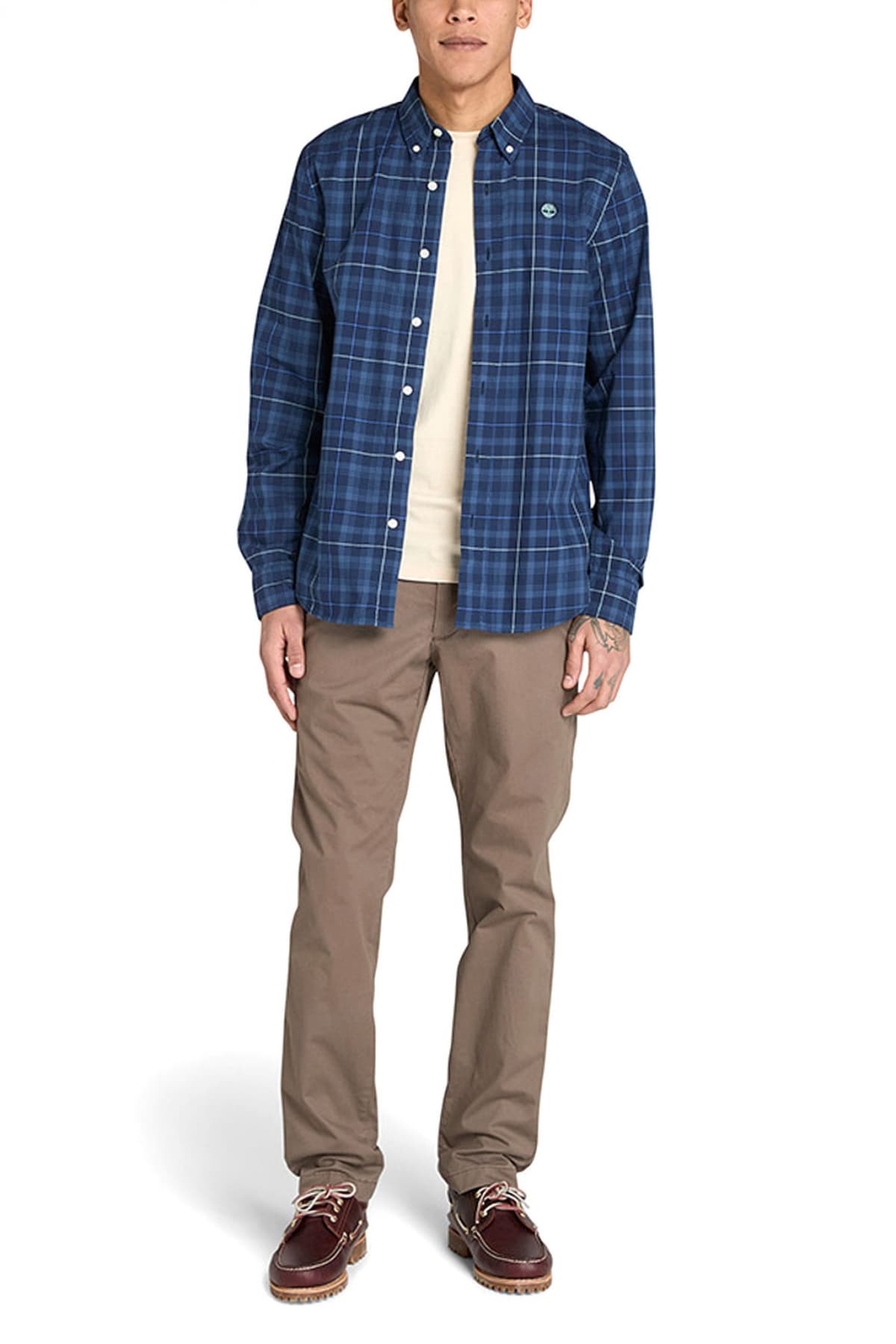 TIMBERLAND ΠΟΥΚΑΜΙΣΟ BUTTON DOWN ΚΑΡΩ SLIM FIT COMFORT STRETCH ΜΠΛΕ-ΣΙΕΛ
