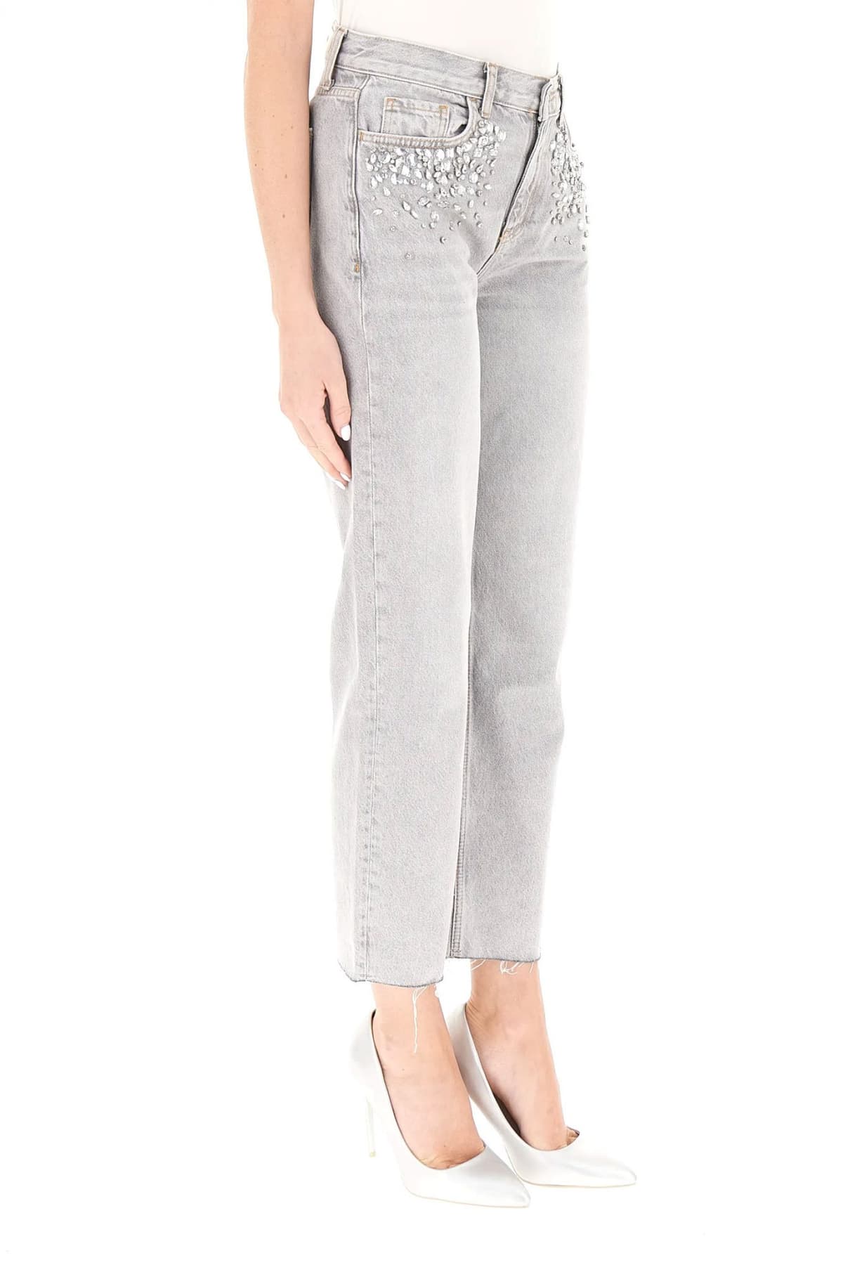LIU-JO ΠΑΝΤΕΛΟΝΙ JEANS ΚΕΝΤΗΜΑ ΚΡΥΣΤΑΛΛΑ ΓΚΡΙ
