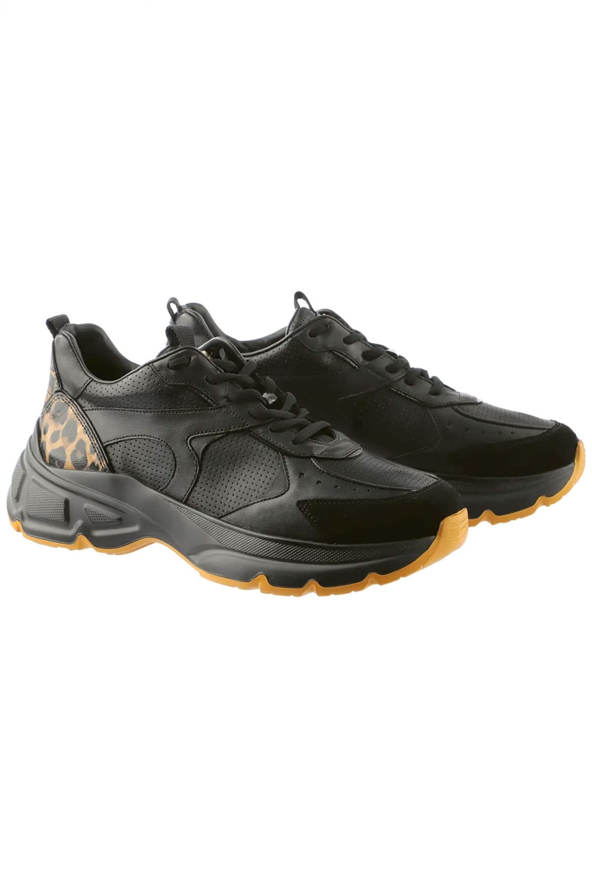 HOGL ΠΑΠΟΥΤΣΙΑ SNEAKERS ΛΕΟΠΑΡ ΛΕΠΤΟΜΕΡΕΙΑ ΜΕΤΑΛΛΙΚΟ LOGO ΜΑΥΡΟ