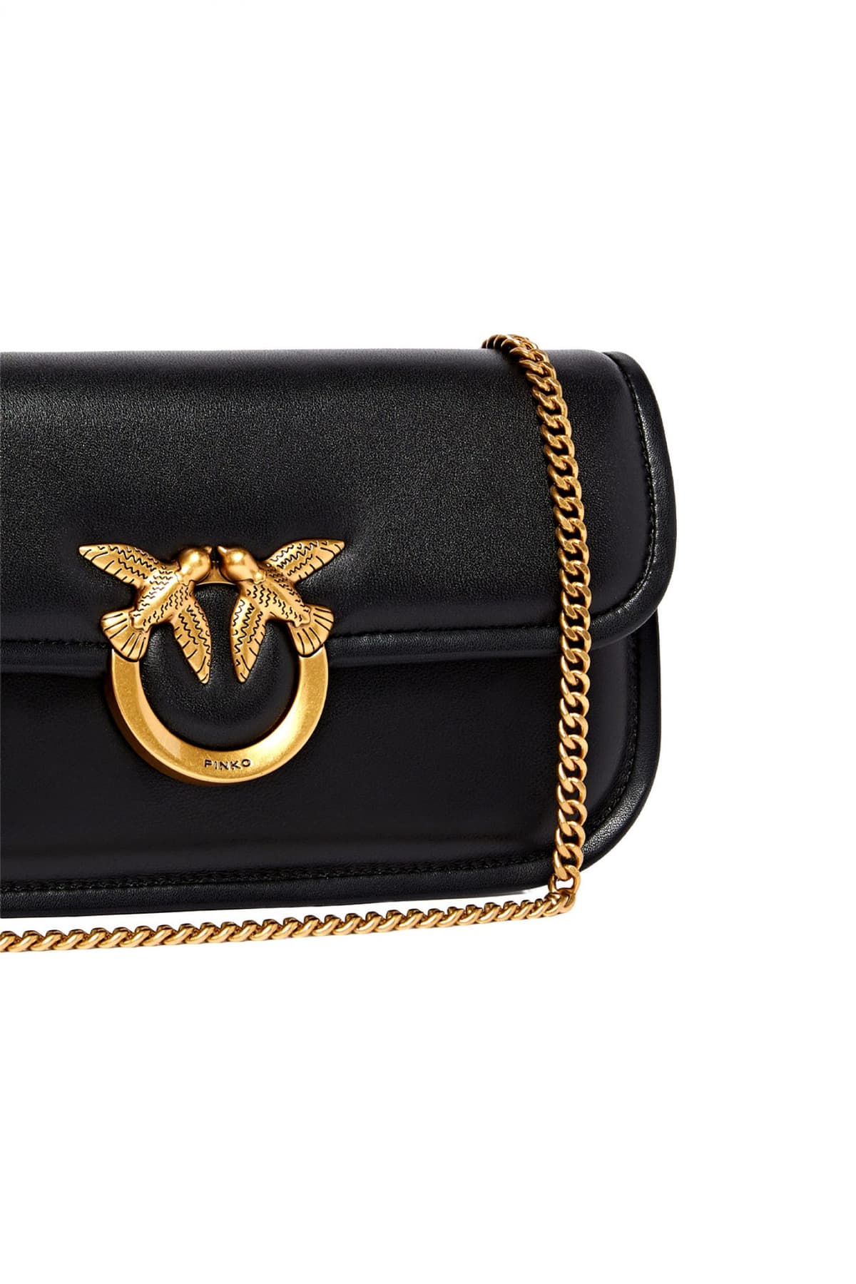 PINKO ΤΣΑΝΤΑ LOVE BOX BAGUETTE NAPPA + VITELLO SETA ΜΑΥΡΟ