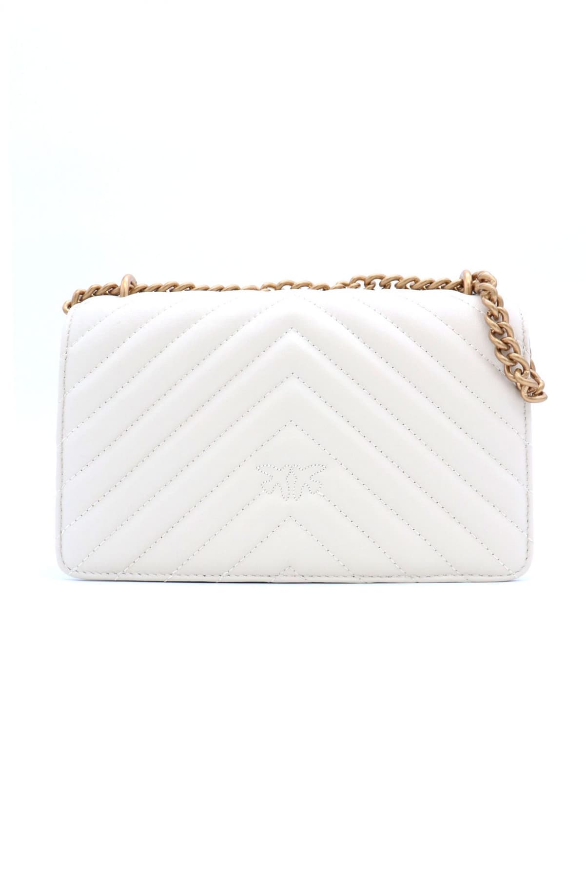 PINKO ΤΣΑΝΤΑΚΙ CROSS BODY LOVE ICON MINI DC ΛΕΥΚΟ-ANTIQUE GOLD