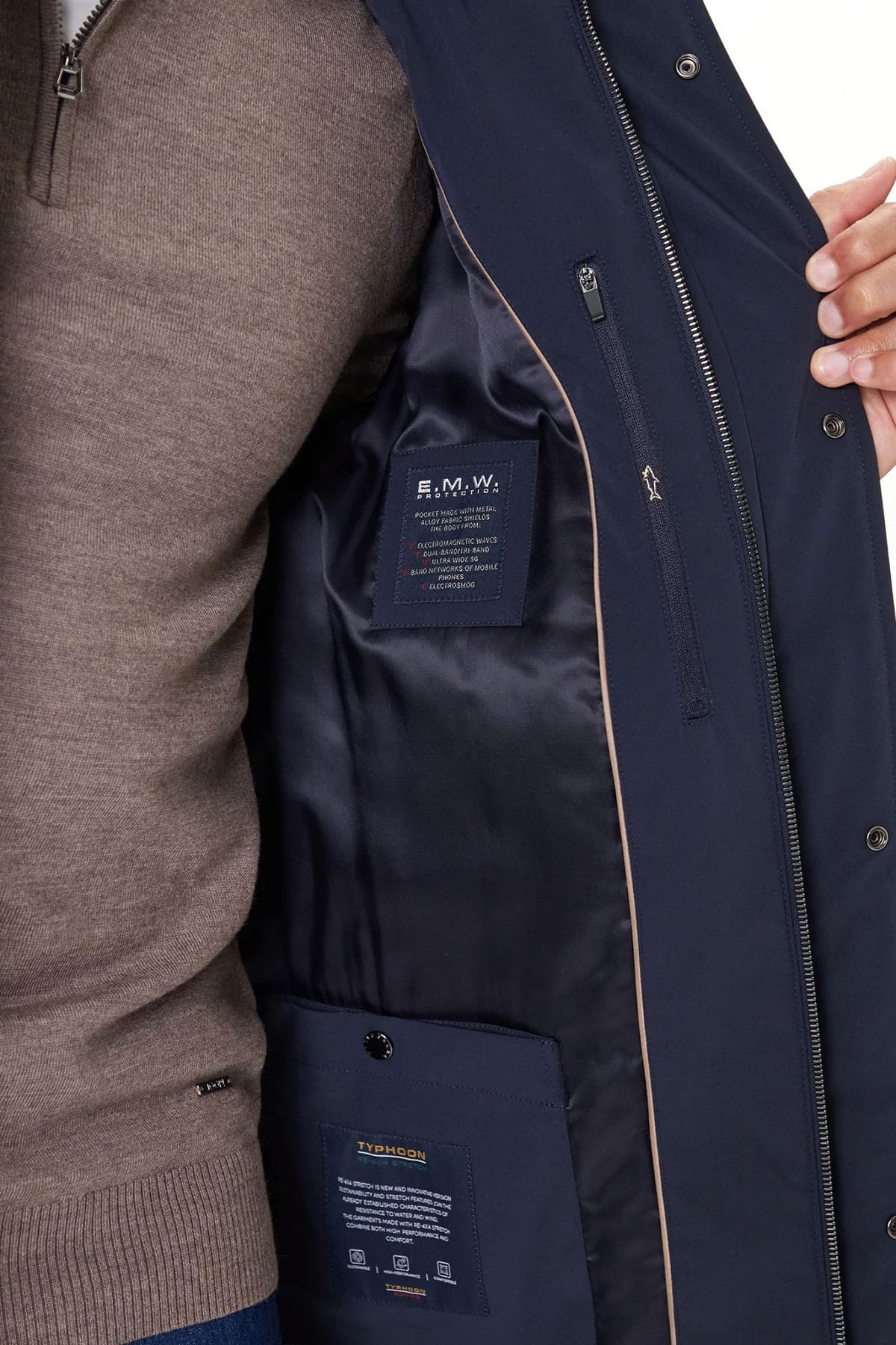 PAUL&SHARK ΜΠΟΥΦΑΝ JACKET ΑΠΟΣΠΩΜΕΝΗ ΚΟΥΚΟΥΛΑ TYPHOON RE-4X4 STRETCH ΜΠΛΕ