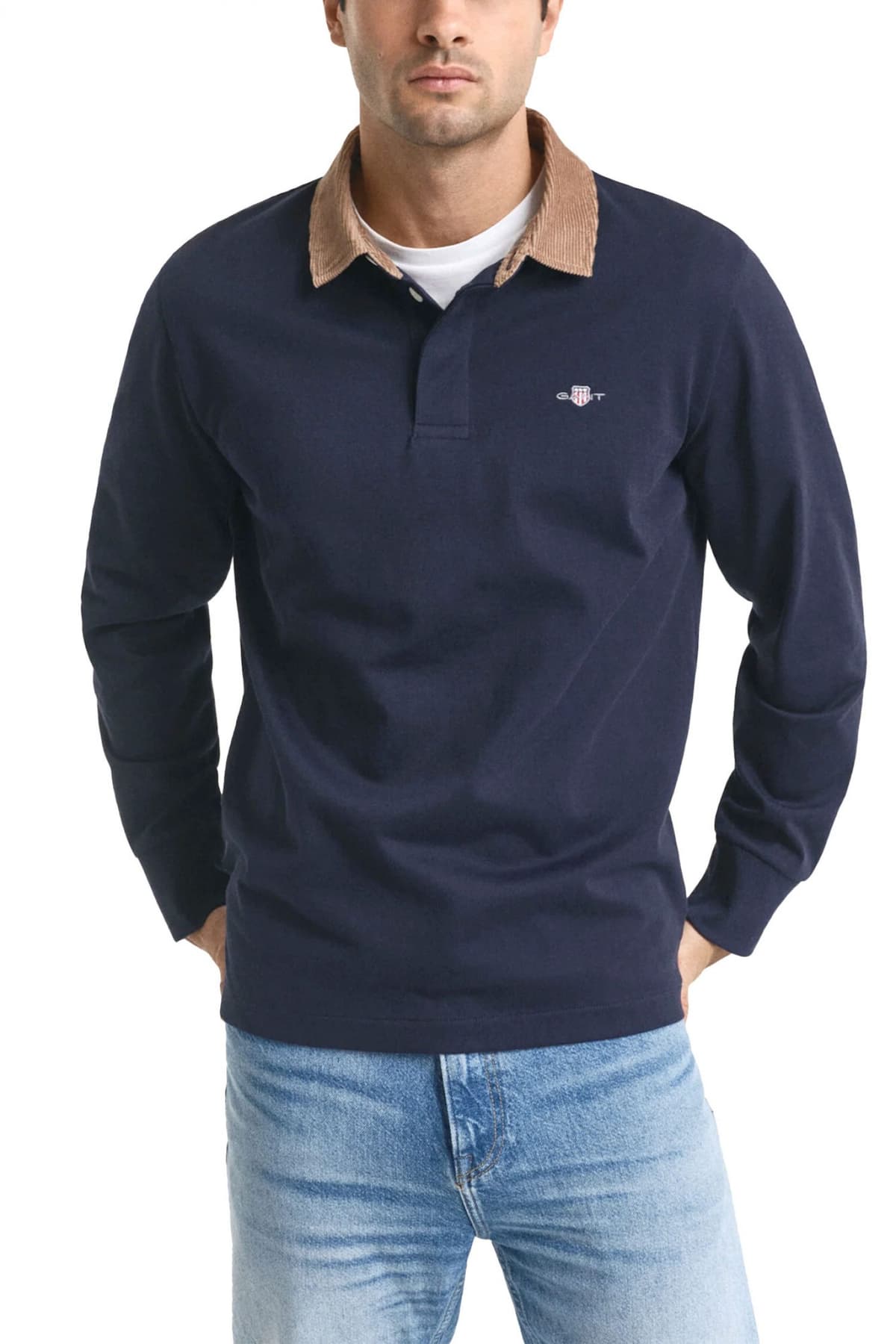 GANT POLO CORD COLLAR HEAVY RUGGER ΜΠΛΕ