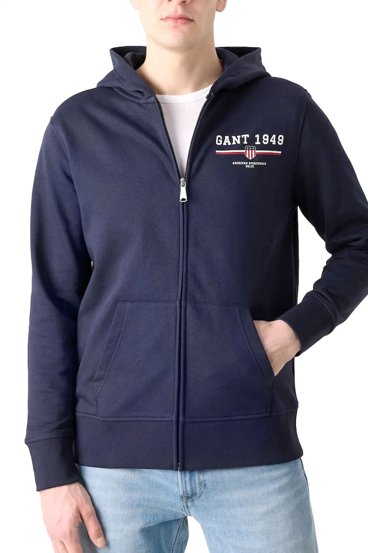 GANT ΦΟΥΤΕΡ FULLZIP GRAPHIC HOODIE ΜΠΛΕ