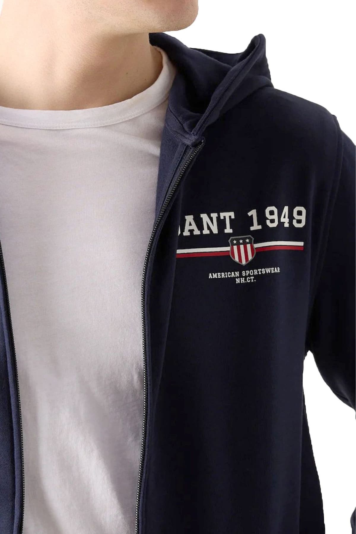 GANT ΦΟΥΤΕΡ FULLZIP GRAPHIC HOODIE ΜΠΛΕ