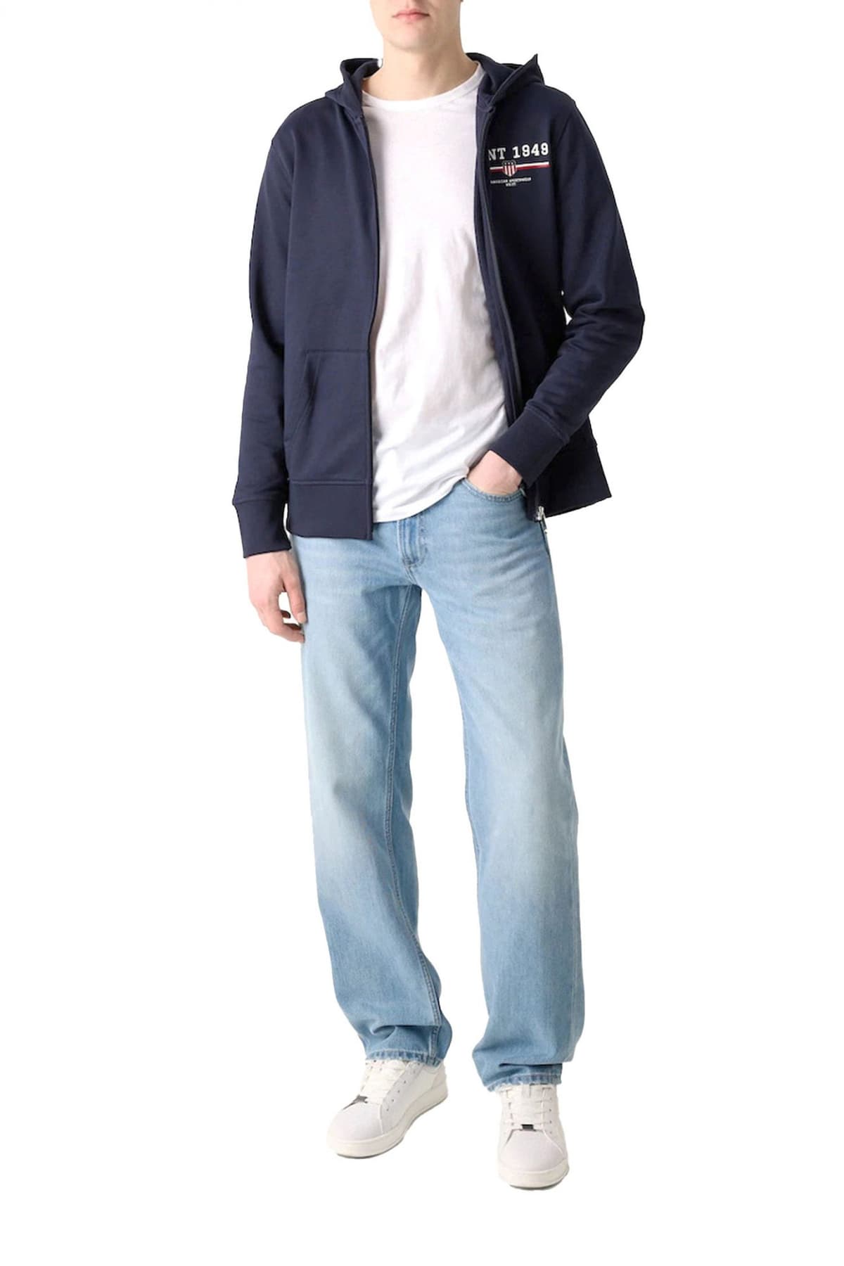 GANT ΦΟΥΤΕΡ FULLZIP GRAPHIC HOODIE ΜΠΛΕ