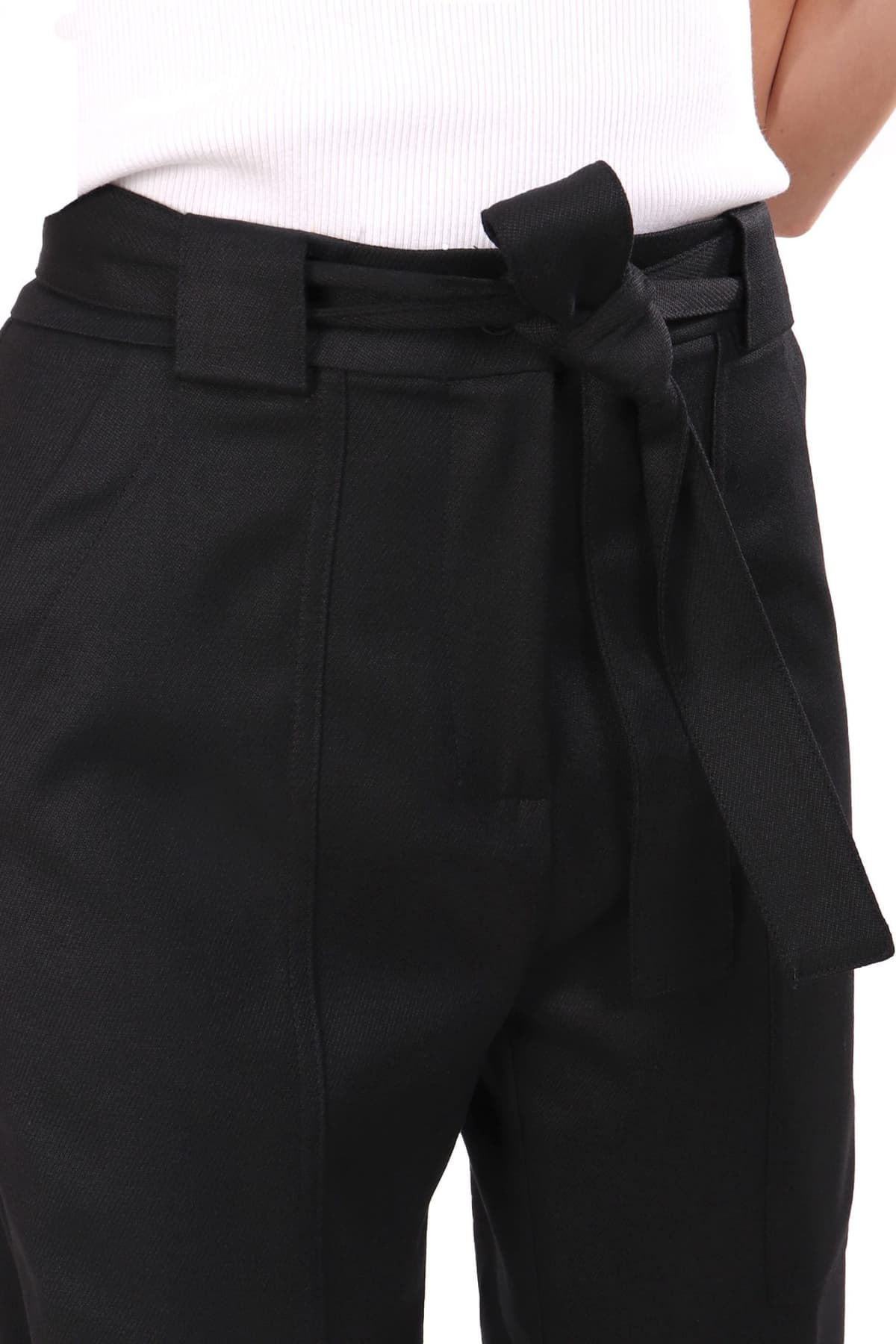 PINKO ΠΑΝΤΕΛΟΝΙ CAPRONI PANTALONE FLANELLA DIAGONALE ΜΕ ΖΩΝΗ ΜΑΥΡΟ
