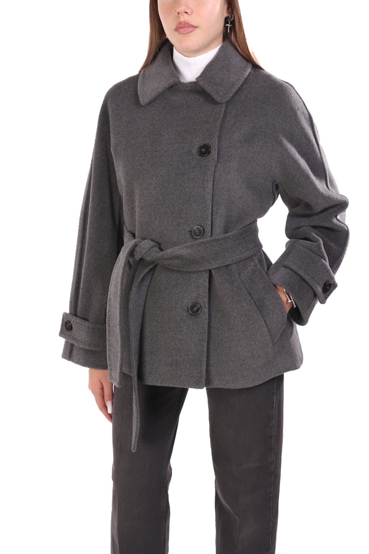 MARELLA ΠΑΛΤΟ DOVERE ΣΤΑΥΡΩΤΟ ΑΠΟΣΠΩΜΕΝΗ ΖΩΝΗ ΓΚΡΙ