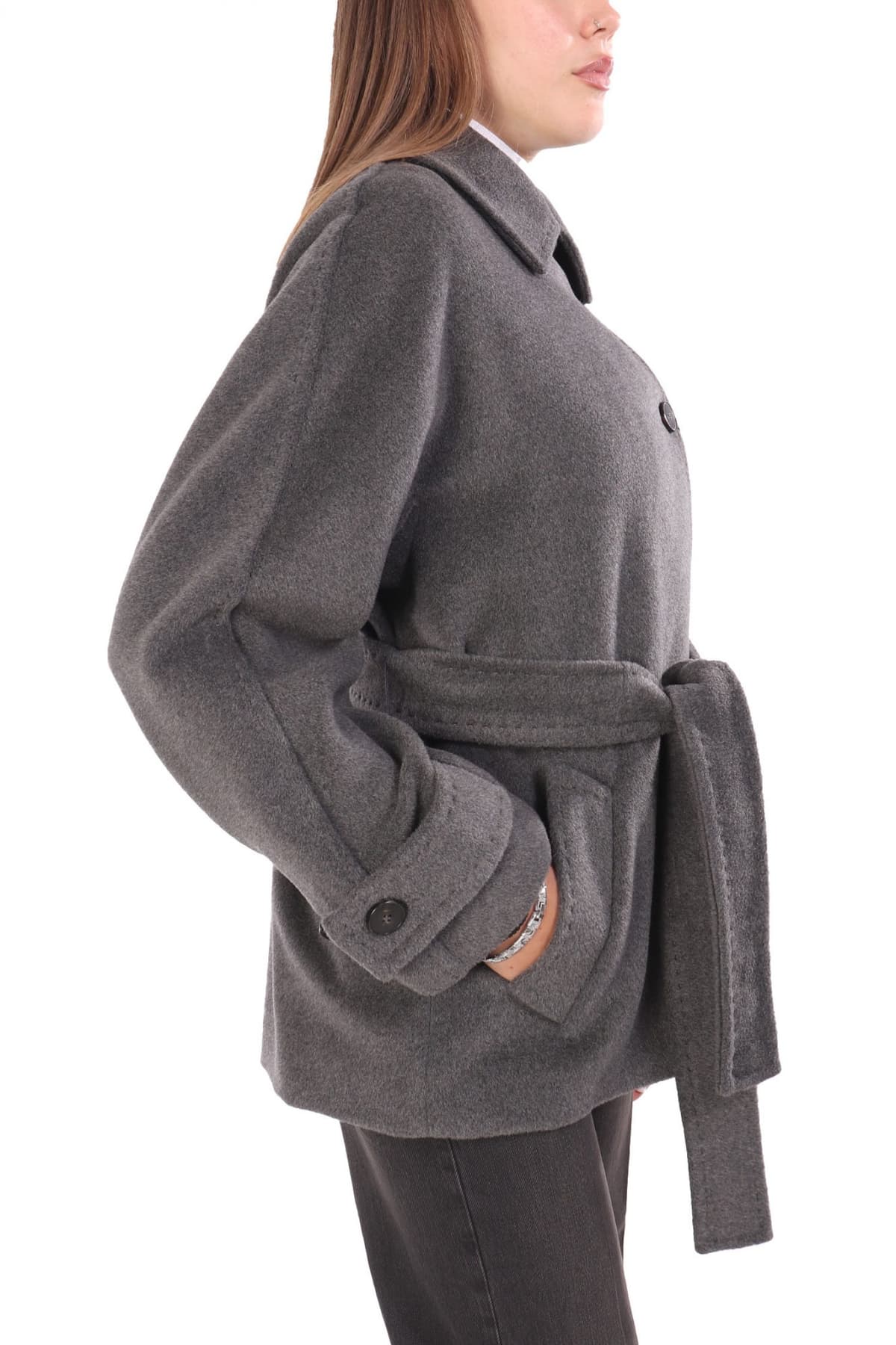 MARELLA ΠΑΛΤΟ DOVERE ΣΤΑΥΡΩΤΟ ΑΠΟΣΠΩΜΕΝΗ ΖΩΝΗ ΓΚΡΙ