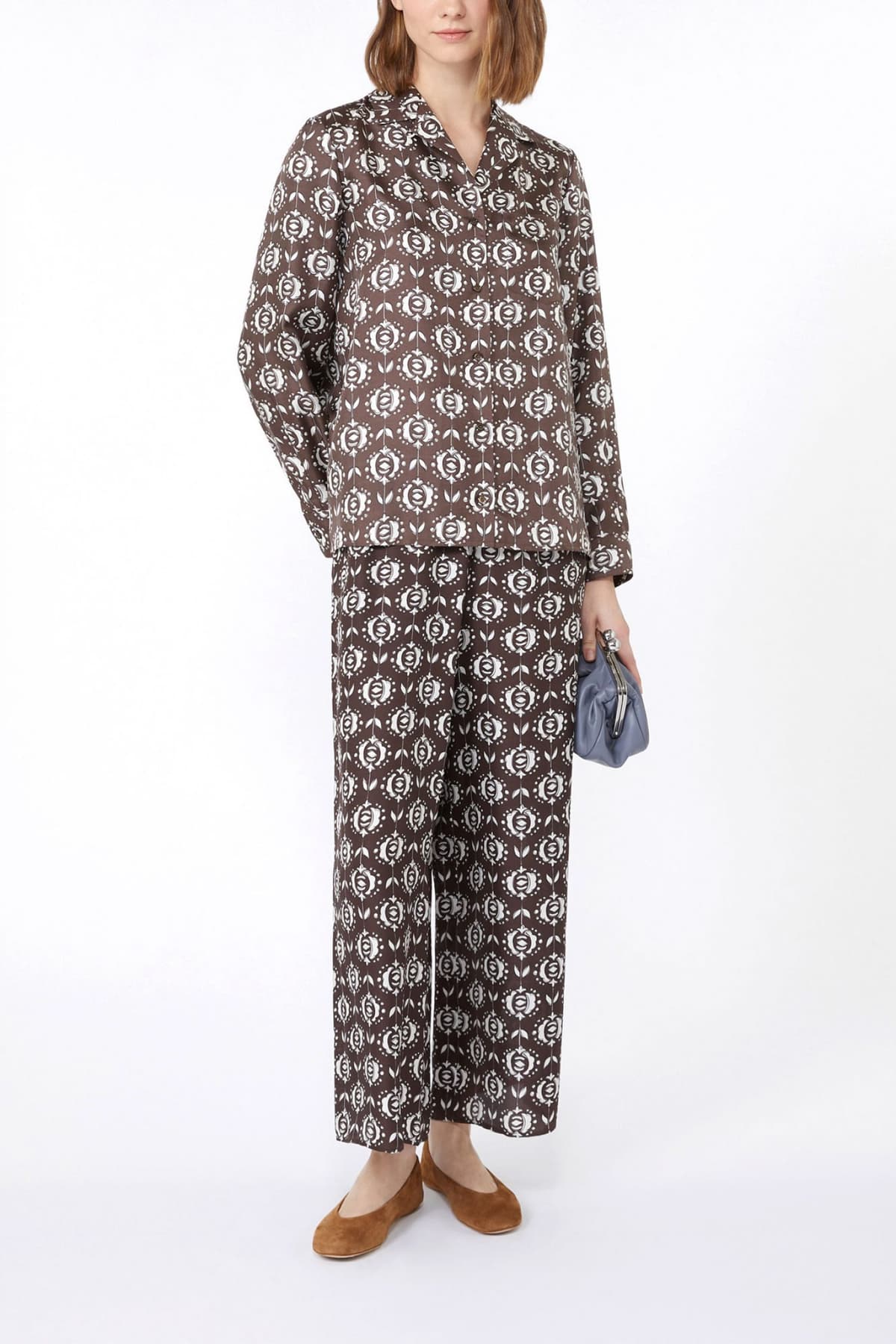 MAX MARA WEEKEND ΠΟΥΚΑΜΙΣΟ FLORAL ONCIA ΚΑΦΕ-ΕΚΡΟΥ