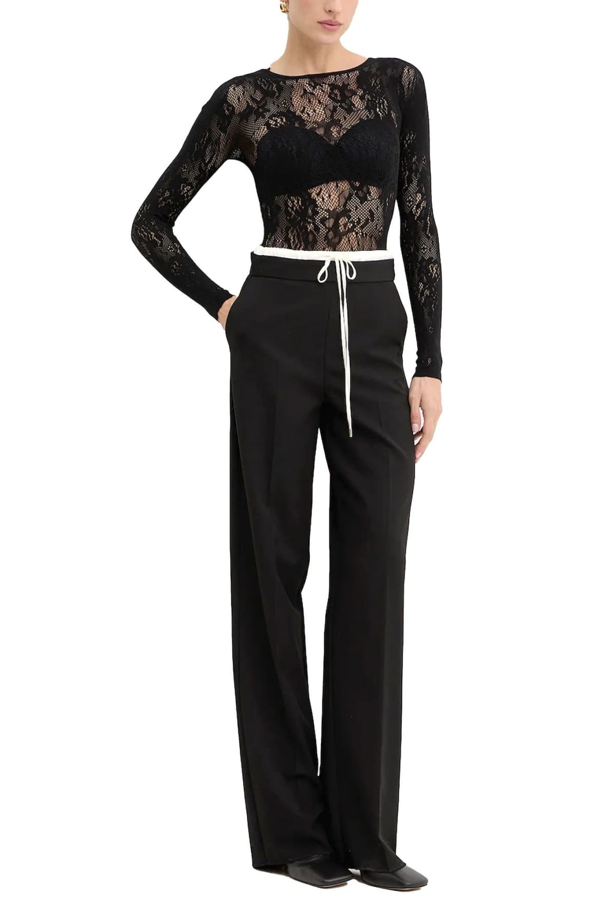 MARELLA ELLE ΠΑΝΤΕΛΟΝΑ ΔΙΠΛΗ ΖΩΝΗ FIRENZE ΜΑΥΡΟ