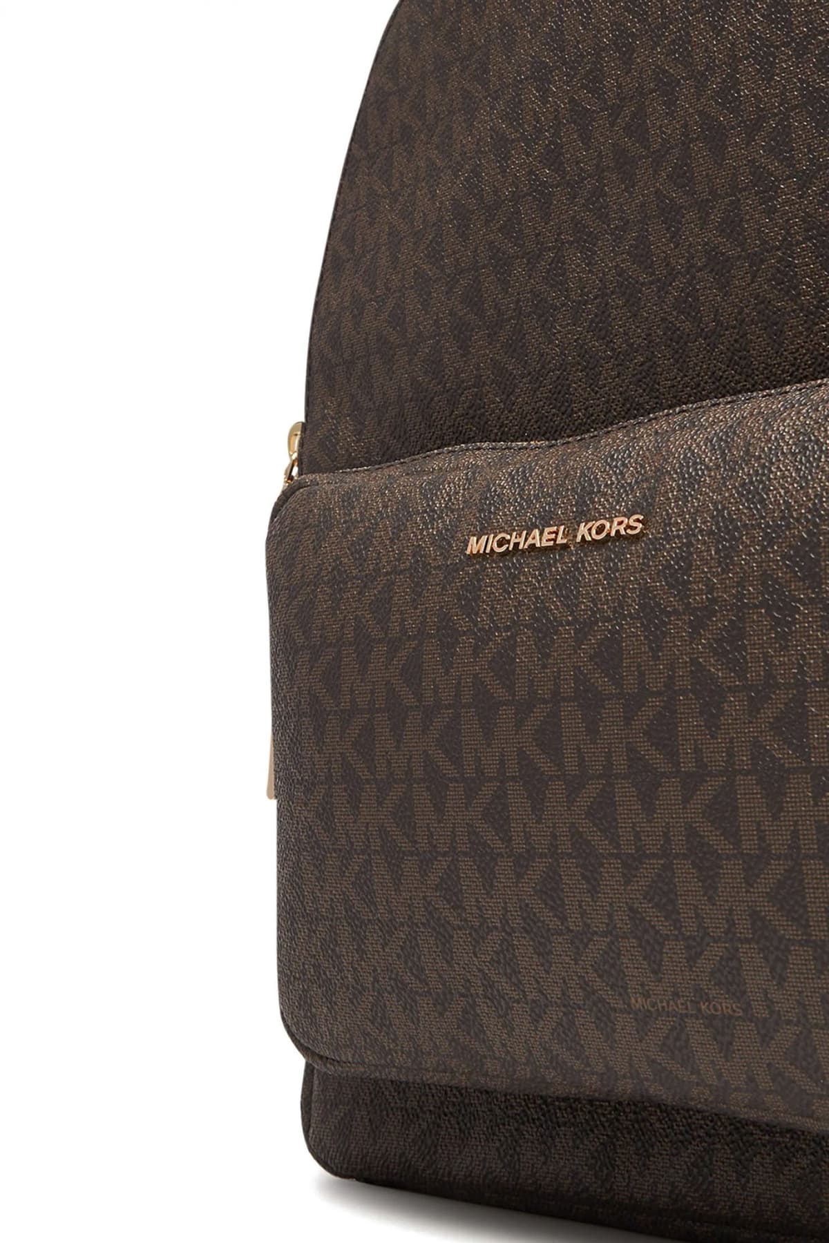 MICHAEL KORS ΤΣΑΝΤΑ BACKPACK ΤΑΝΝΕR ALL OVER LOGO ΚΑΦΕ/TAΜΠΑ