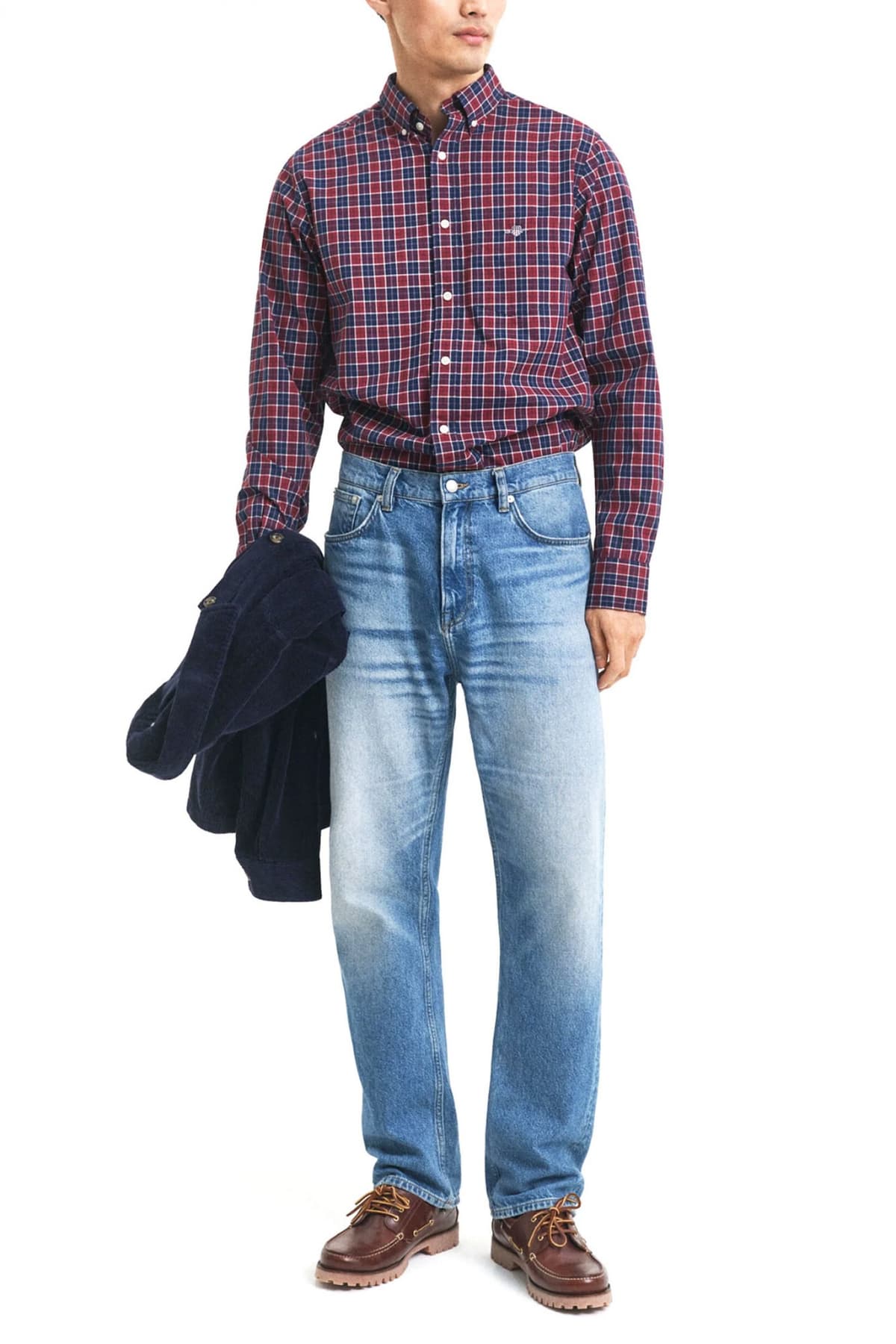 GANT ΠΟΥΚΑΜΙΣΟ ΚΑΡΩ REG CLASSIC POPLIN CHECK ΜΠΟΡΝΤΩ-ΜΠΛΕ