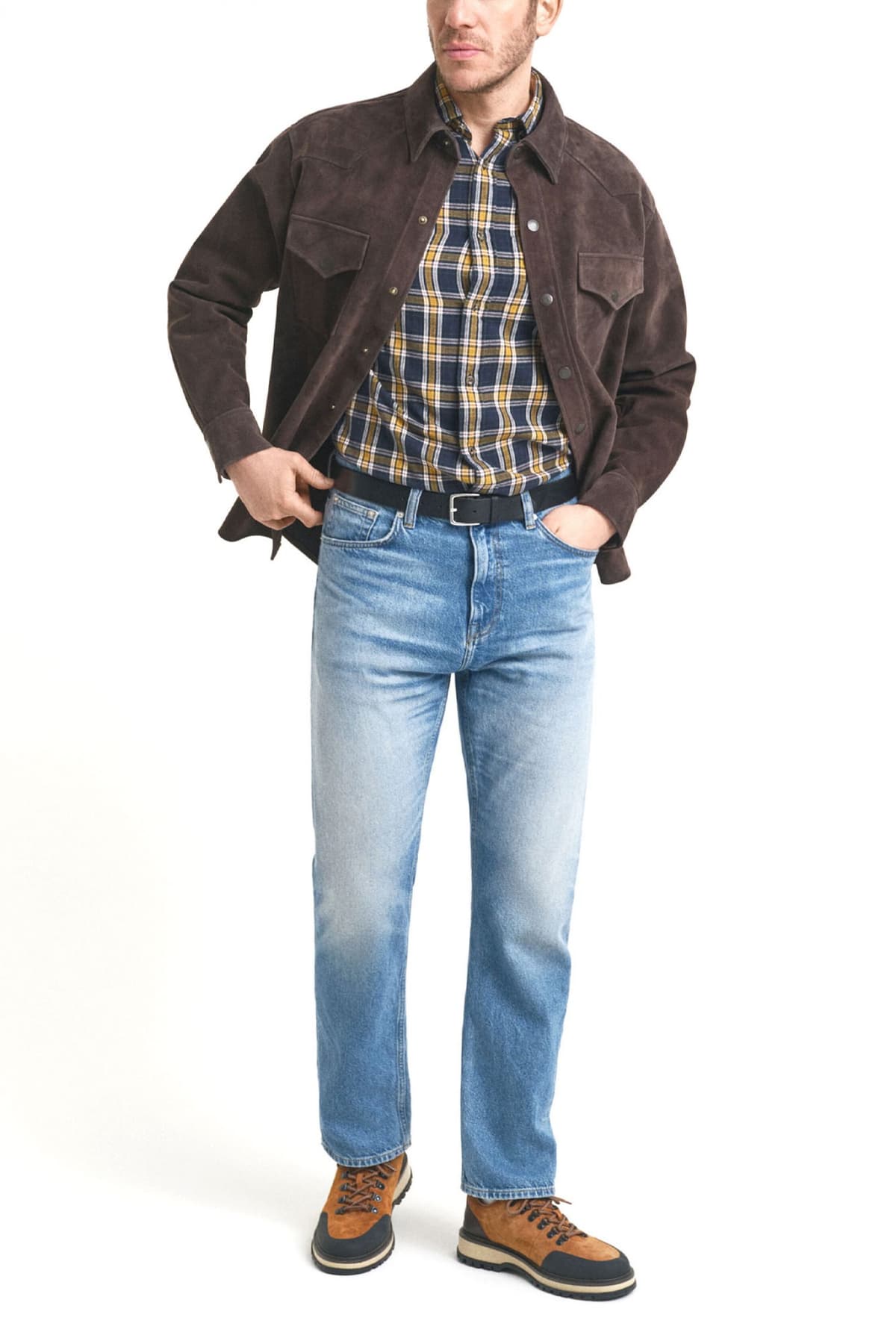 GANT ΠΟΥΚΑΜΙΣΟ ΚΑΡΩ REG WINDBLOWN FLANNEL CHECK SHIRT ΜΠΛΕ-ΜΟΥΣΤΑΡΔΙ