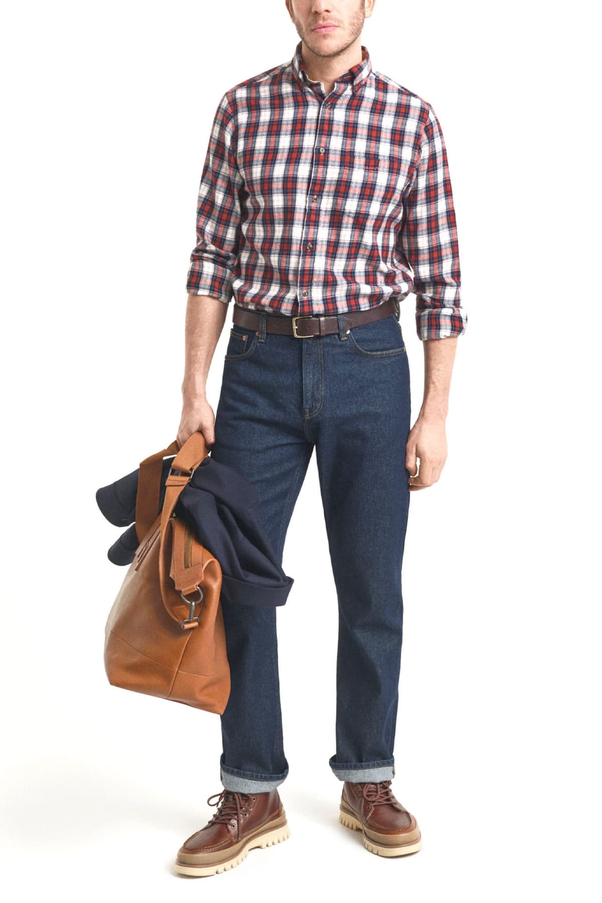GANT ΠΟΥΚΑΜΙΣΟ ΚΑΡΩ REG WINDBLOWN FLANNEL CHECK SHIRT ΚΟΚΚΙΝΟ-ΜΠΛΕ-ΕΚΡΟΥ