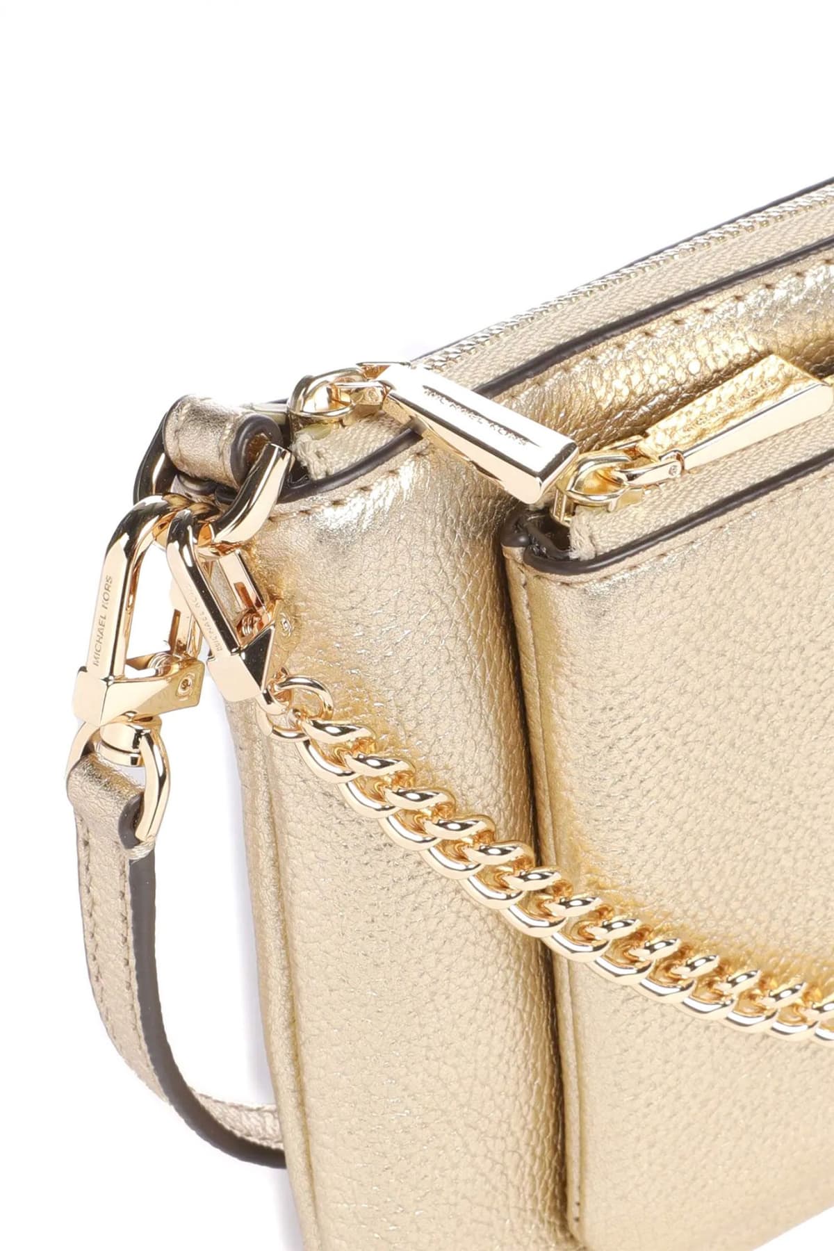 MICHAEL KORS ΤΣΑΝΤΑ CROSSBODY XEIΡΟΣ JET SET ΑΛΥΣΙΔΑ LOGO XΡΥΣΟ