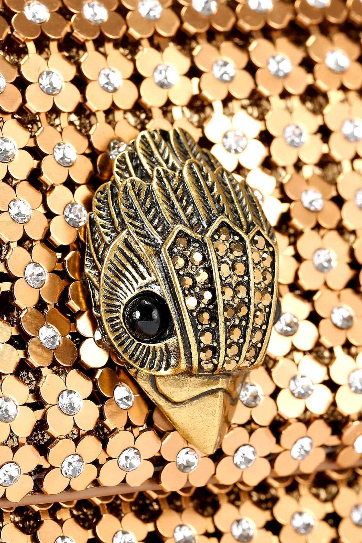 KURT GEIGER ΤΣΑΝΤΑKI ΩΜΟΥ SM PARTY FLOWER SHOULDER ΣΤΡΑΣ ΑΛΥΣΙΔΑ LOGO ΧΡΥΣΟ