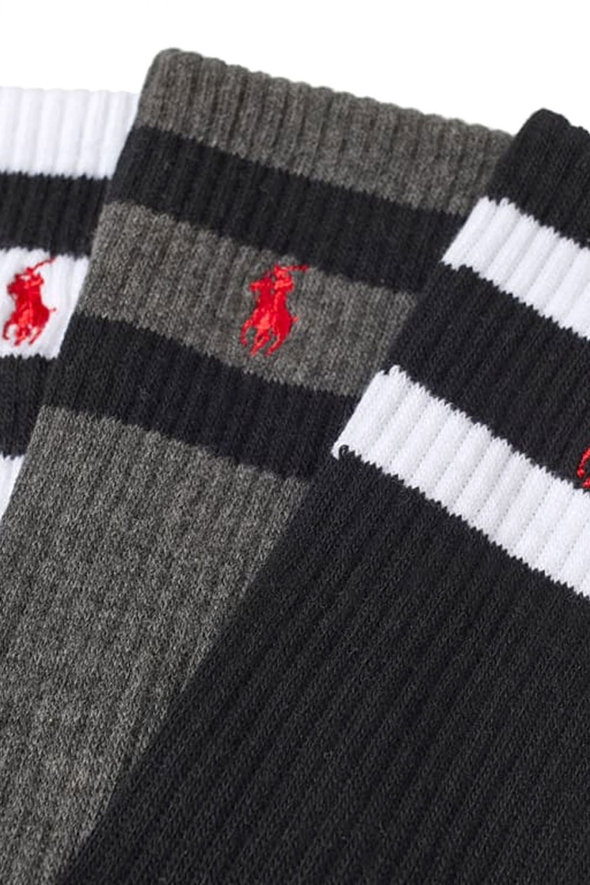 RALPH LAUREN ΚΑΛΤΣΕΣ 3PAIRS ΡΙΓΕ LOGO ΜΑΥΡΟ-ΛΕΥΚΟ-ΓΚΡΙ