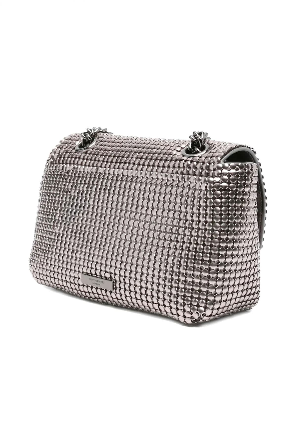 KURT GEIGER ΤΣΑΝΤΑ ΩΜΟΥ/CROSSBODY KENSINGTON CHAINMAIL ΜΕΤΑΛΛΙΚΑ ΤΡΟΥΞ ΑΛΥΣΙΔΑ LOGO ΑΣΗΜΙ