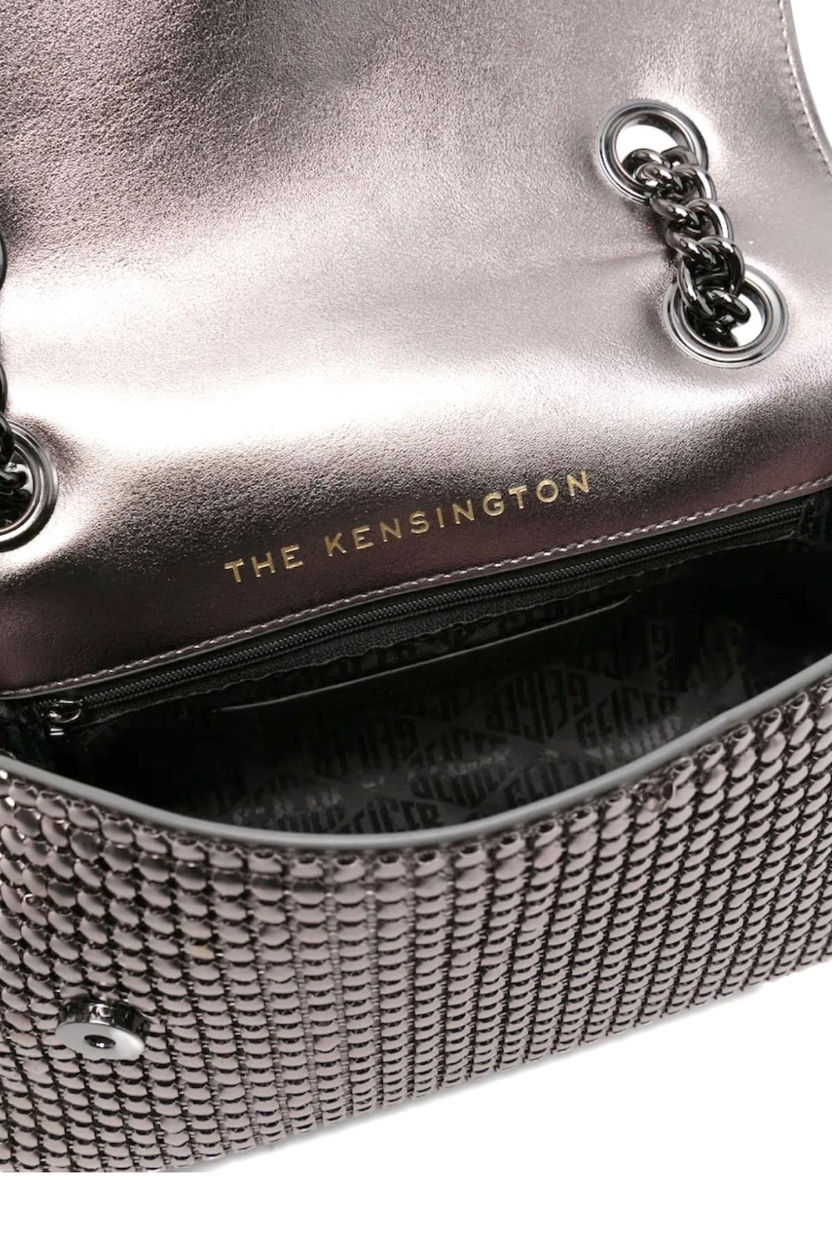 KURT GEIGER ΤΣΑΝΤΑ ΩΜΟΥ/CROSSBODY KENSINGTON CHAINMAIL ΜΕΤΑΛΛΙΚΑ ΤΡΟΥΞ ΑΛΥΣΙΔΑ LOGO ΑΣΗΜΙ