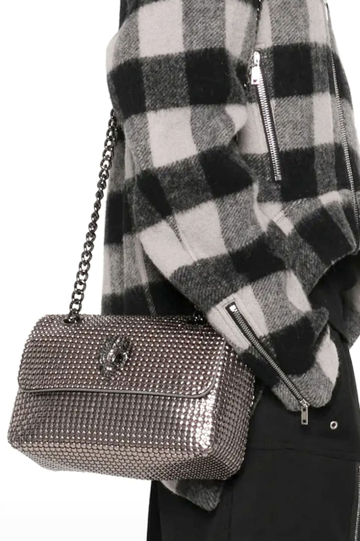 KURT GEIGER ΤΣΑΝΤΑ ΩΜΟΥ/CROSSBODY KENSINGTON CHAINMAIL ΜΕΤΑΛΛΙΚΑ ΤΡΟΥΞ ΑΛΥΣΙΔΑ LOGO ΑΣΗΜΙ
