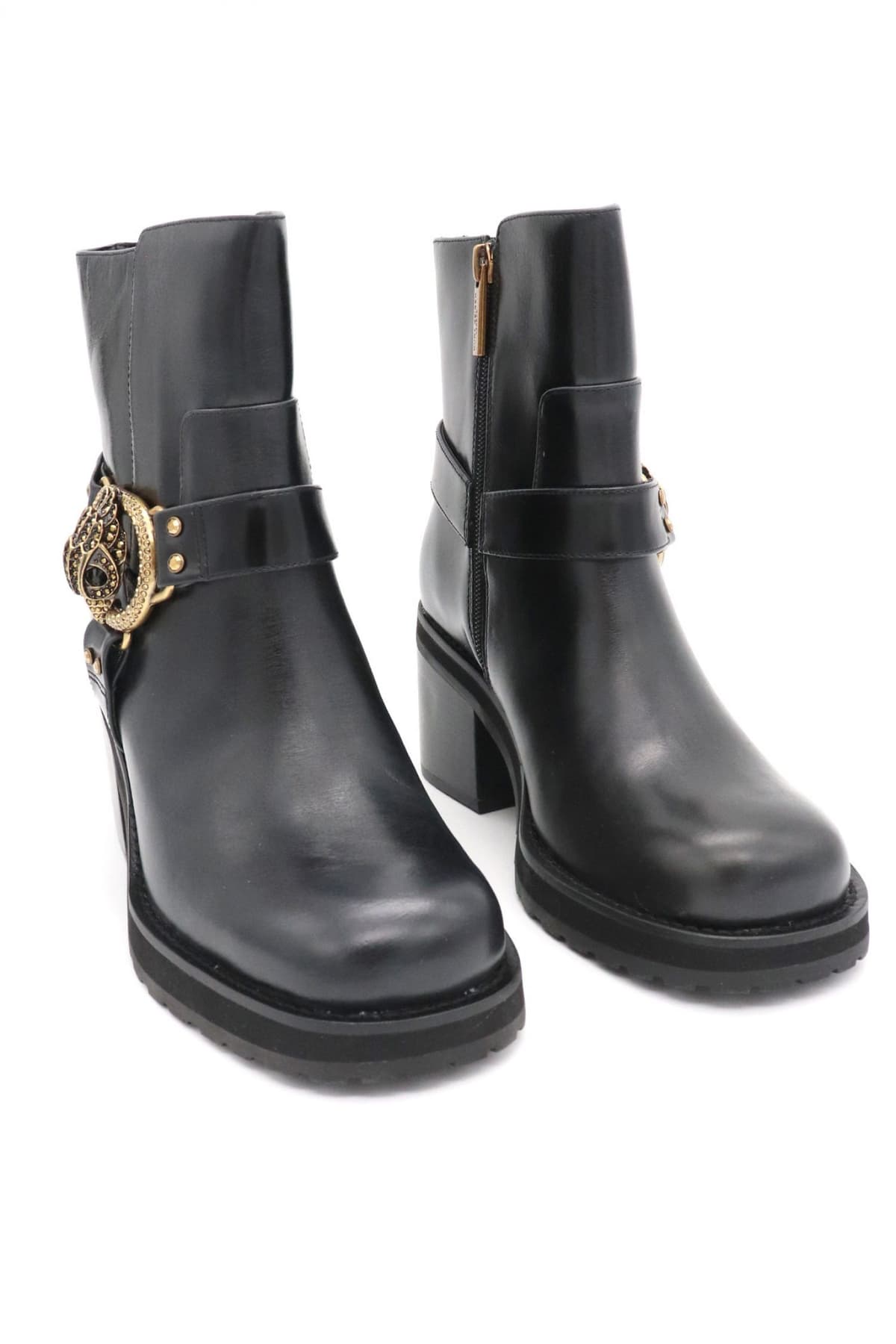 KURT GEIGER ΠΑΠΟΥΤΣΙΑ MΠΟΤΑΚΙΑ CHELSEA MID ANKLE BOOT ΦΕΡΜΟΥΑΡ ΛΟΥΡΑΚΙΑ LOGO ΜΑΥΡΟ